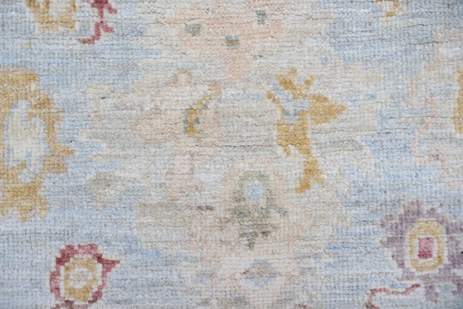 Blue Vegetable Dye Wool Oushak Turkish Runner Rug 3x8