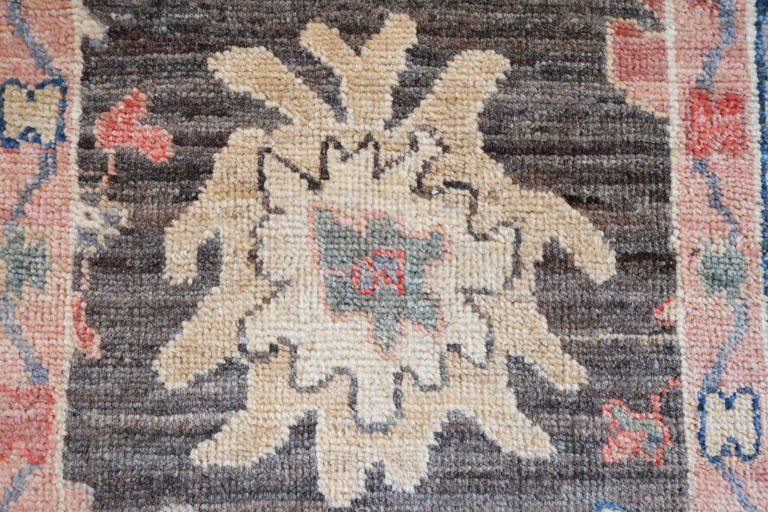 Brown Vegetables Dye Wool Oushak Turkish Runner Rug 3x9
