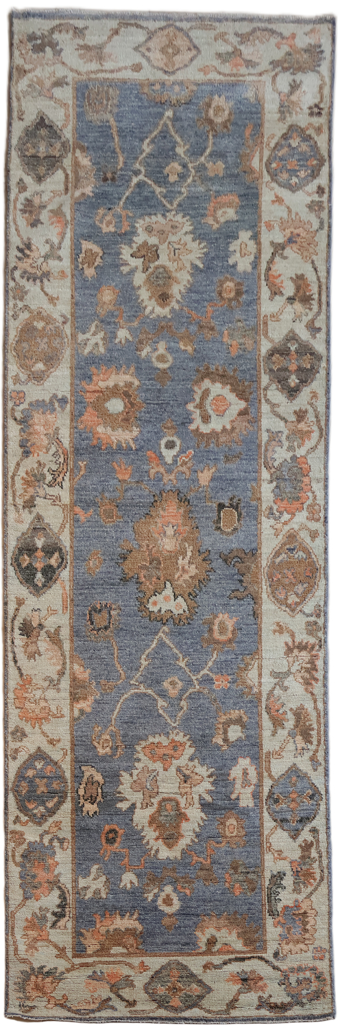 Top Quality Grey Wool Oushak Turkish Runner Rug 3x9