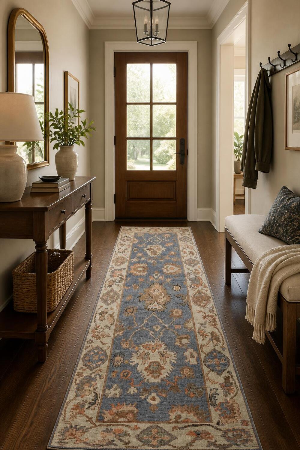Top Quality Grey Wool Oushak Turkish Runner Rug 3x9