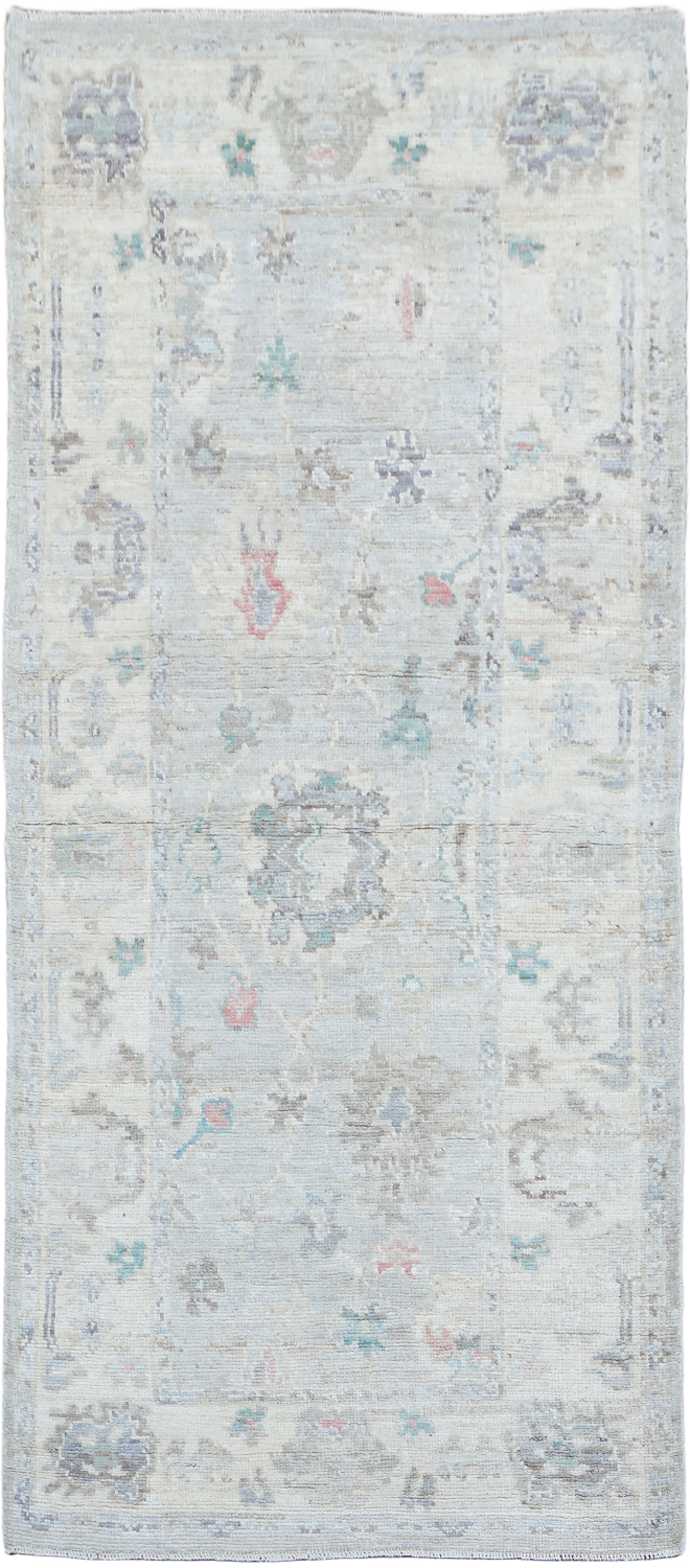 Muted Vegetable Dye Wool Oushak Turkish Rug 3x6