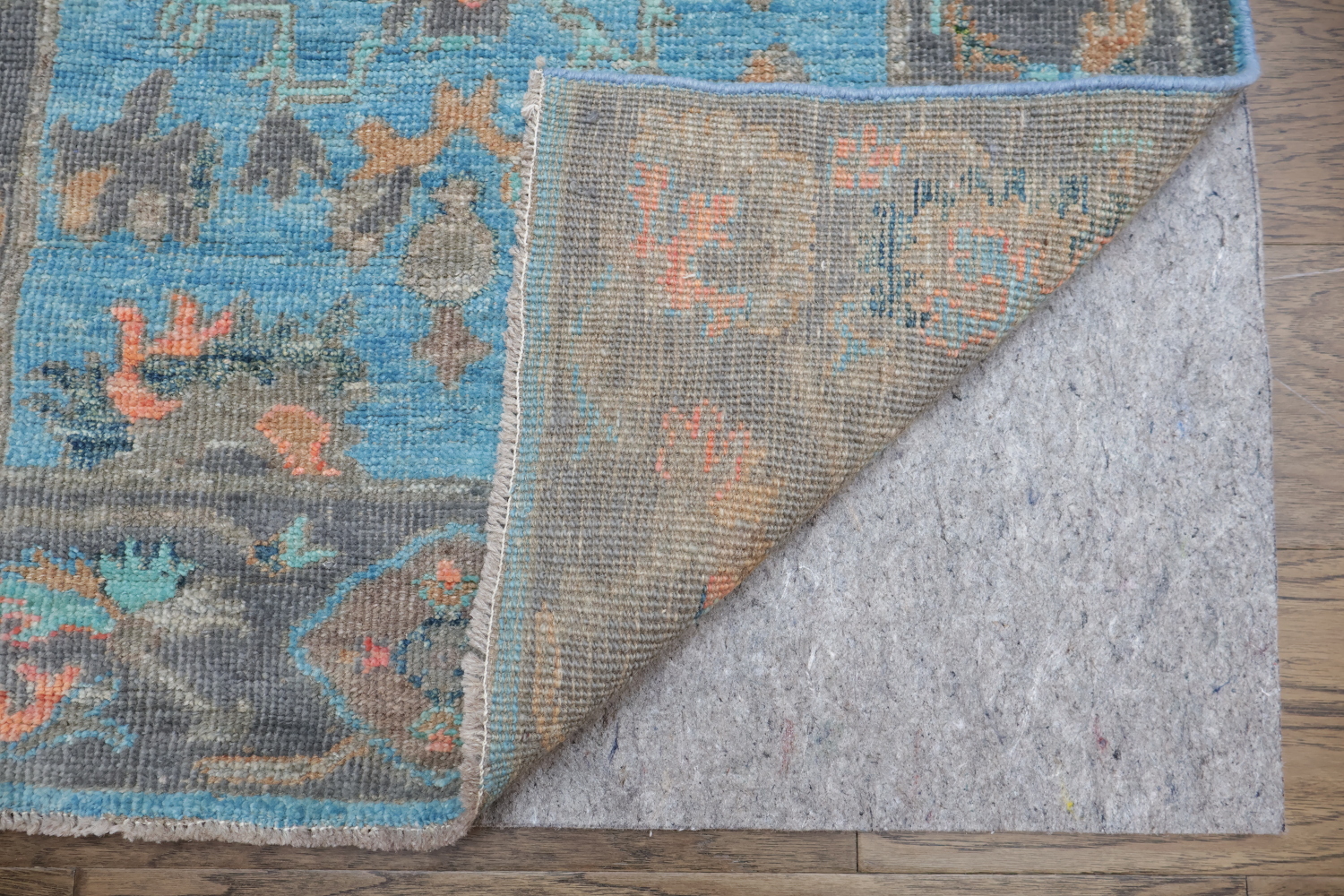 Blue Wool Oushak Turkish Runner Rug 3x10