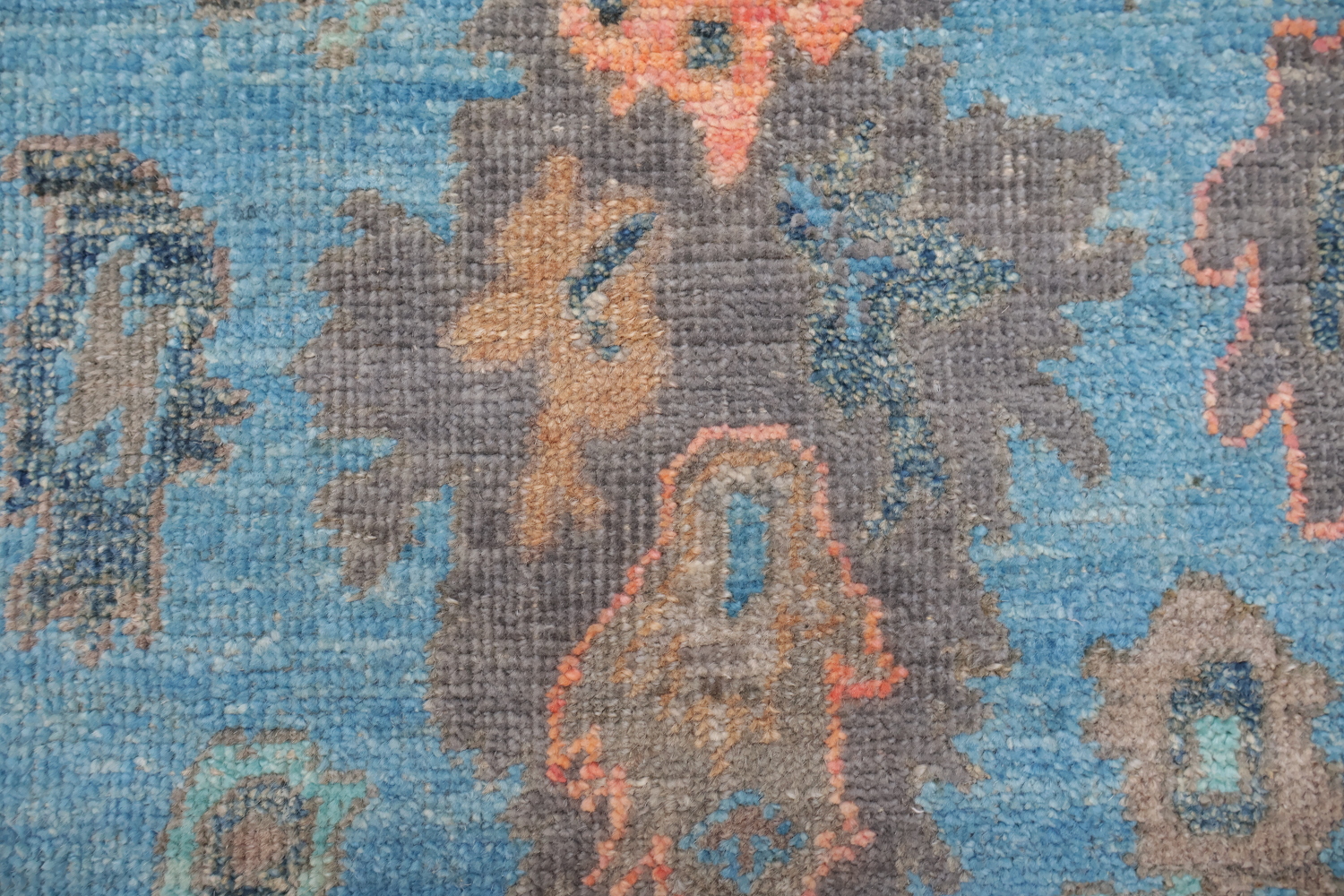 Blue Wool Oushak Turkish Runner Rug 3x10