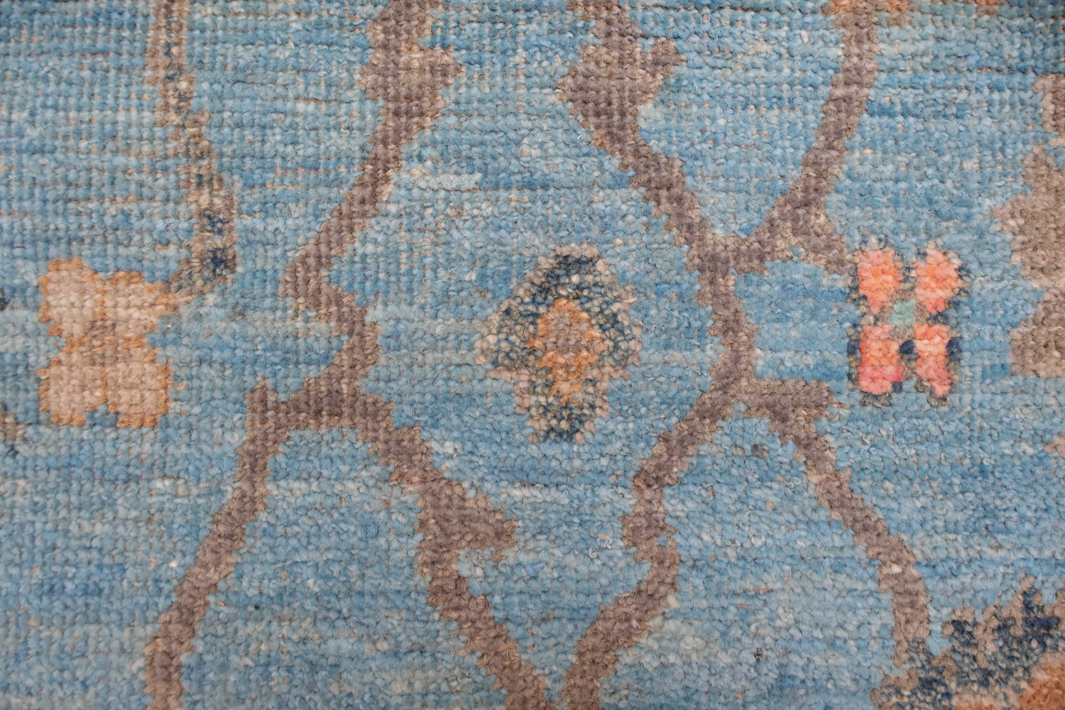 Blue Wool Oushak Turkish Runner Rug 3x10
