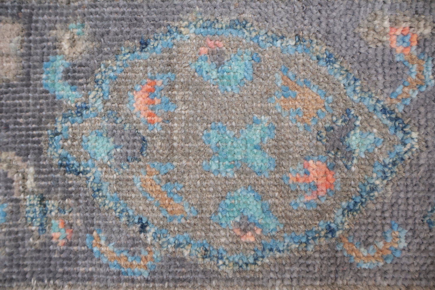 Blue Wool Oushak Turkish Runner Rug 3x10