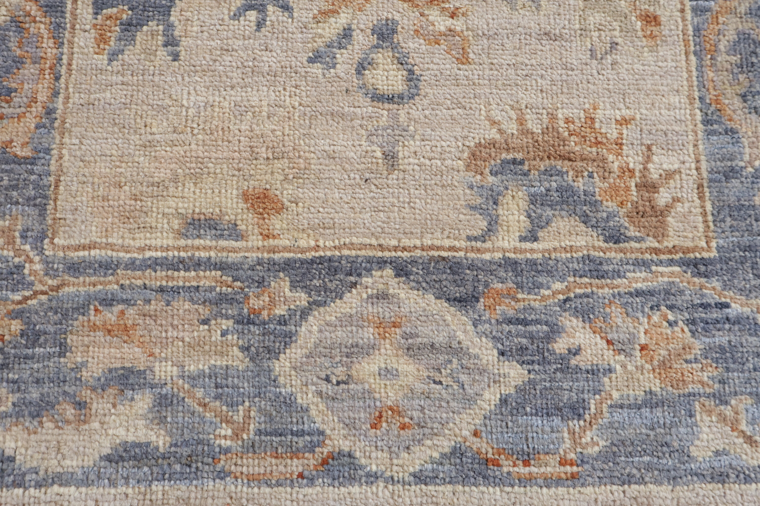 Grey All Over Vegetable Dye Wool Oushak Turkish Runner Rug 3x12