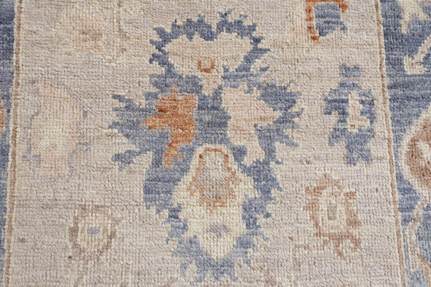 Grey All Over Vegetable Dye Wool Oushak Turkish Runner Rug 3x12