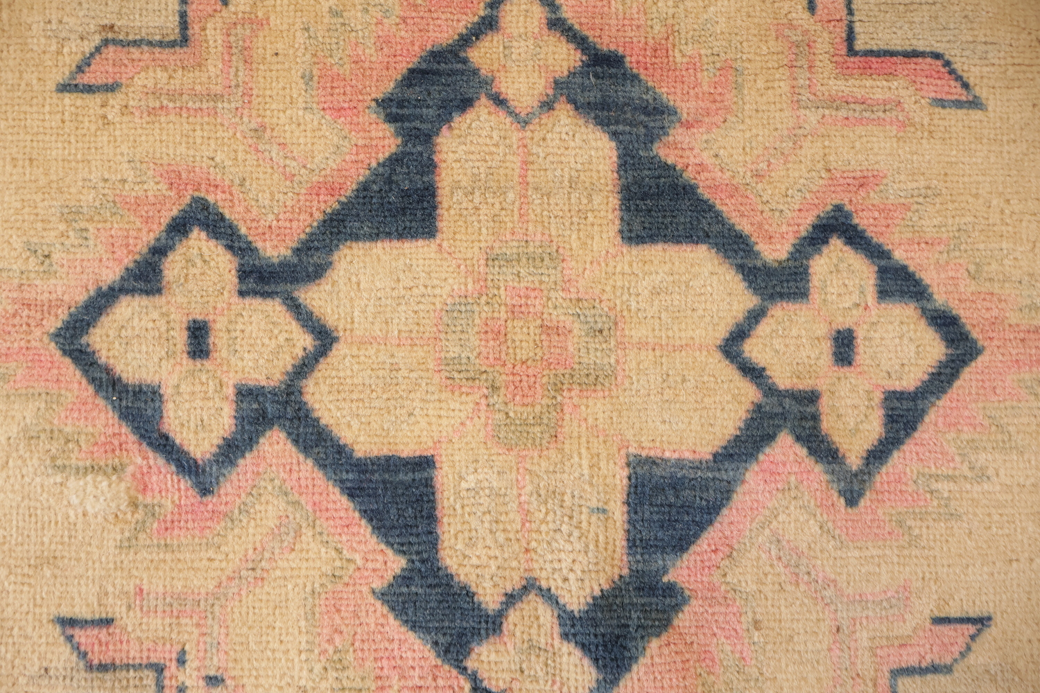 Soft Beige and Pink Geometric Kazak Pakistani Large Rug 9x12