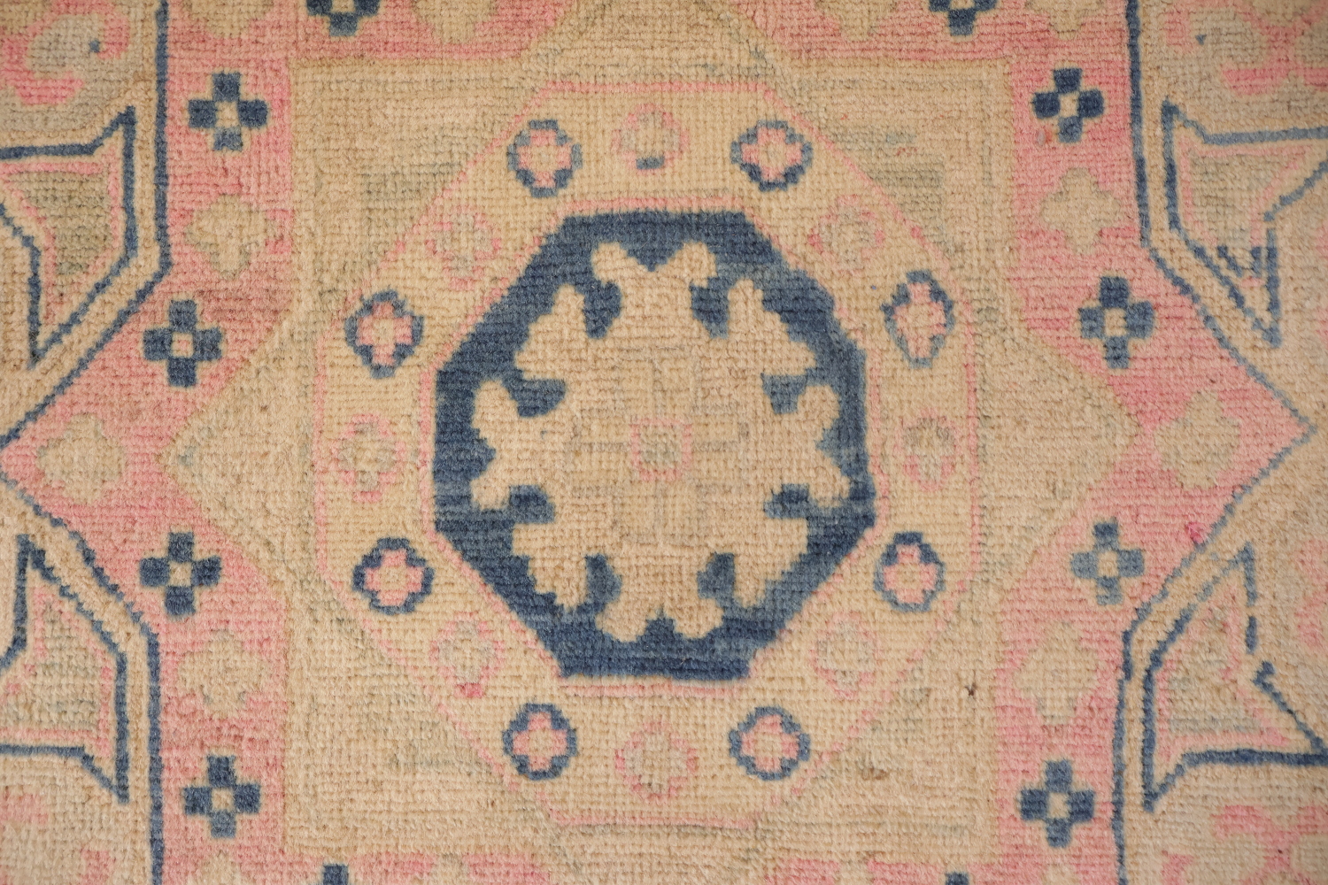Soft Beige and Pink Geometric Kazak Pakistani Large Rug 9x12
