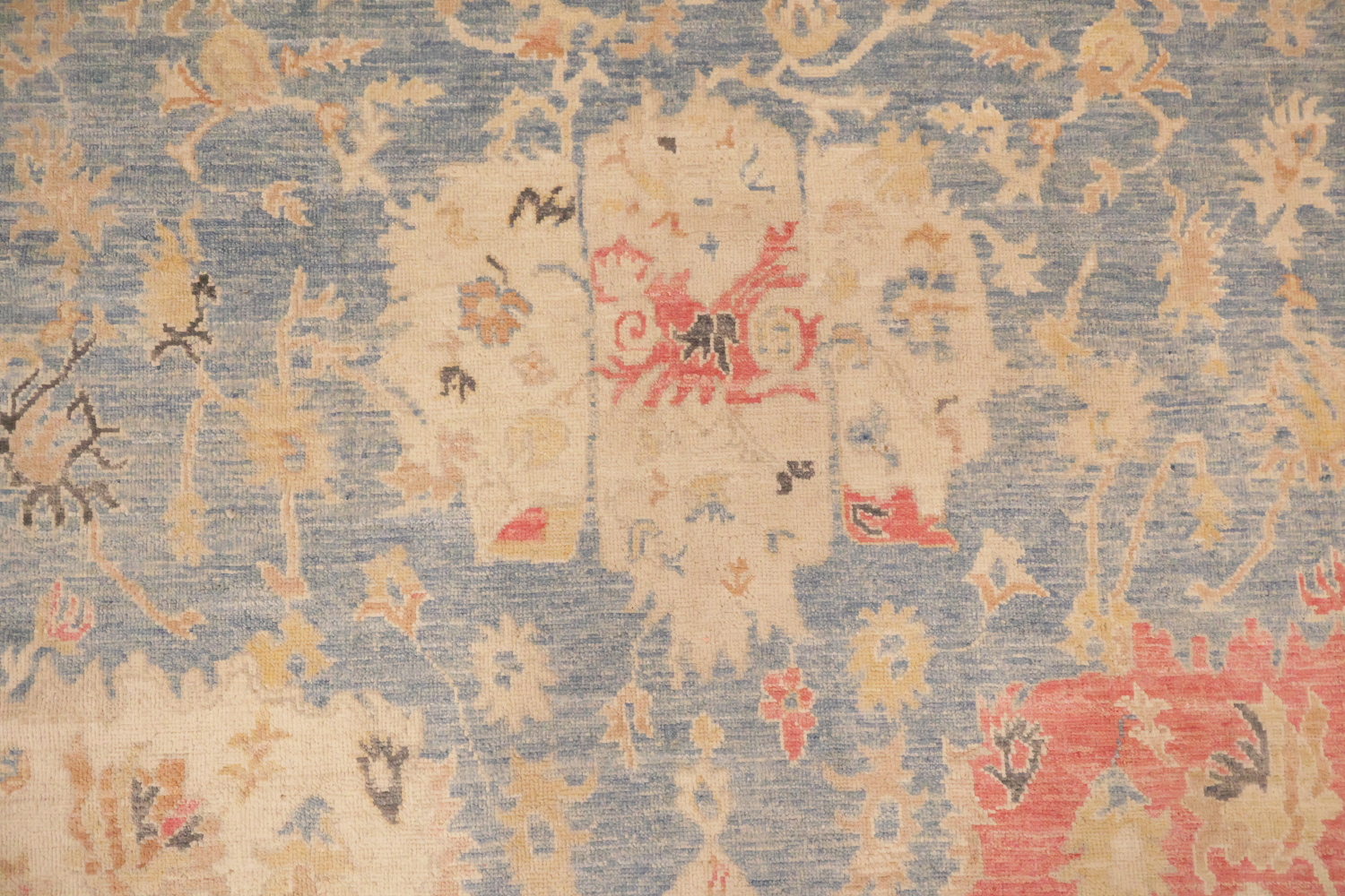 Blue Vegetables Dye Wool Oushak Turkish Area Rug 8x10