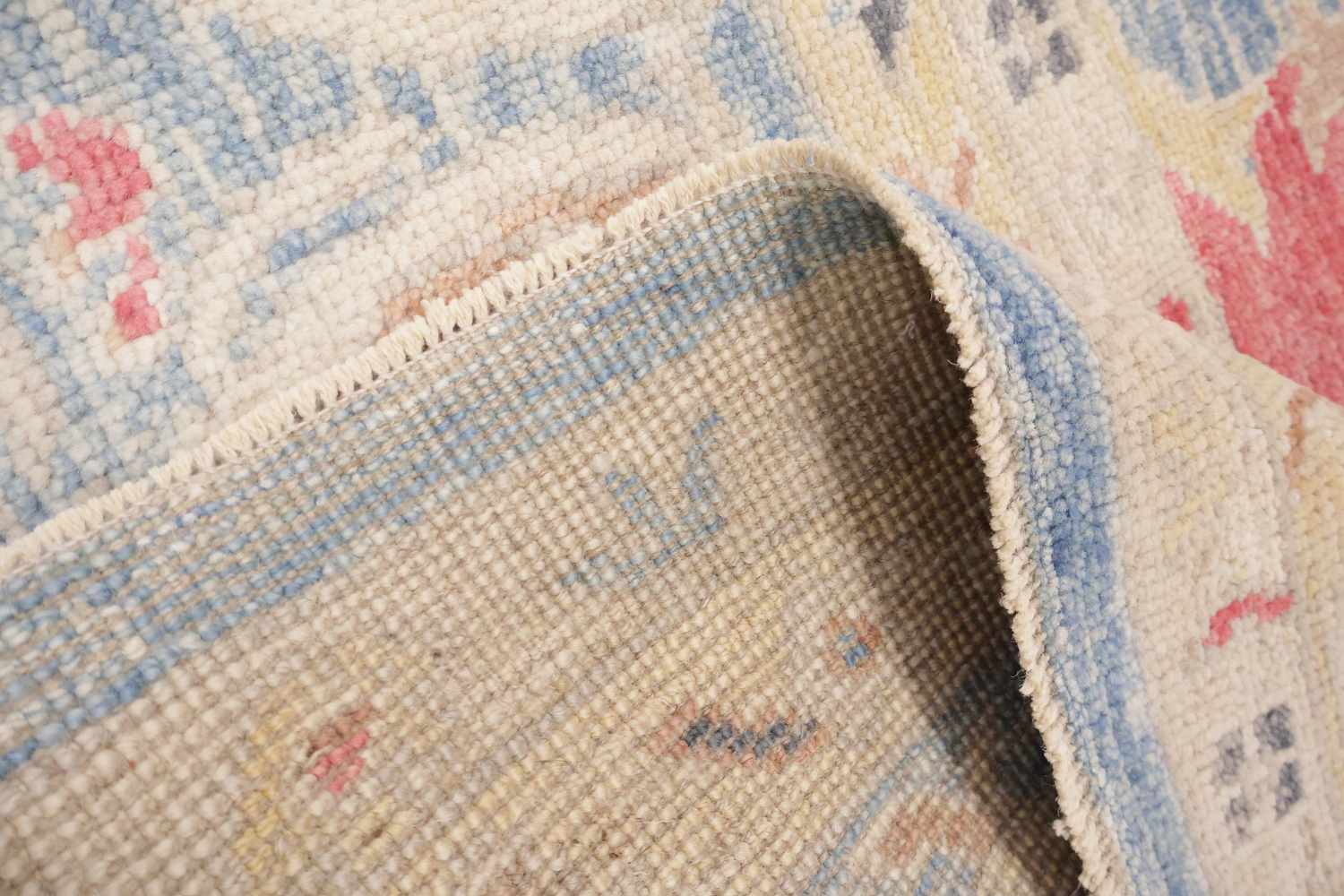 Blue Vegetables Dye Wool Oushak Turkish Area Rug 8x10