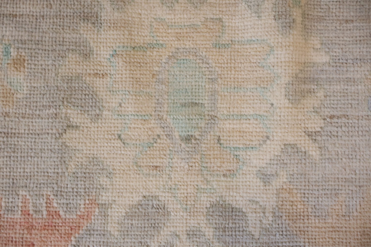 Peach Traditional Handwoven Wool Oushak Rug with Soft, Earthy Colors 10x14