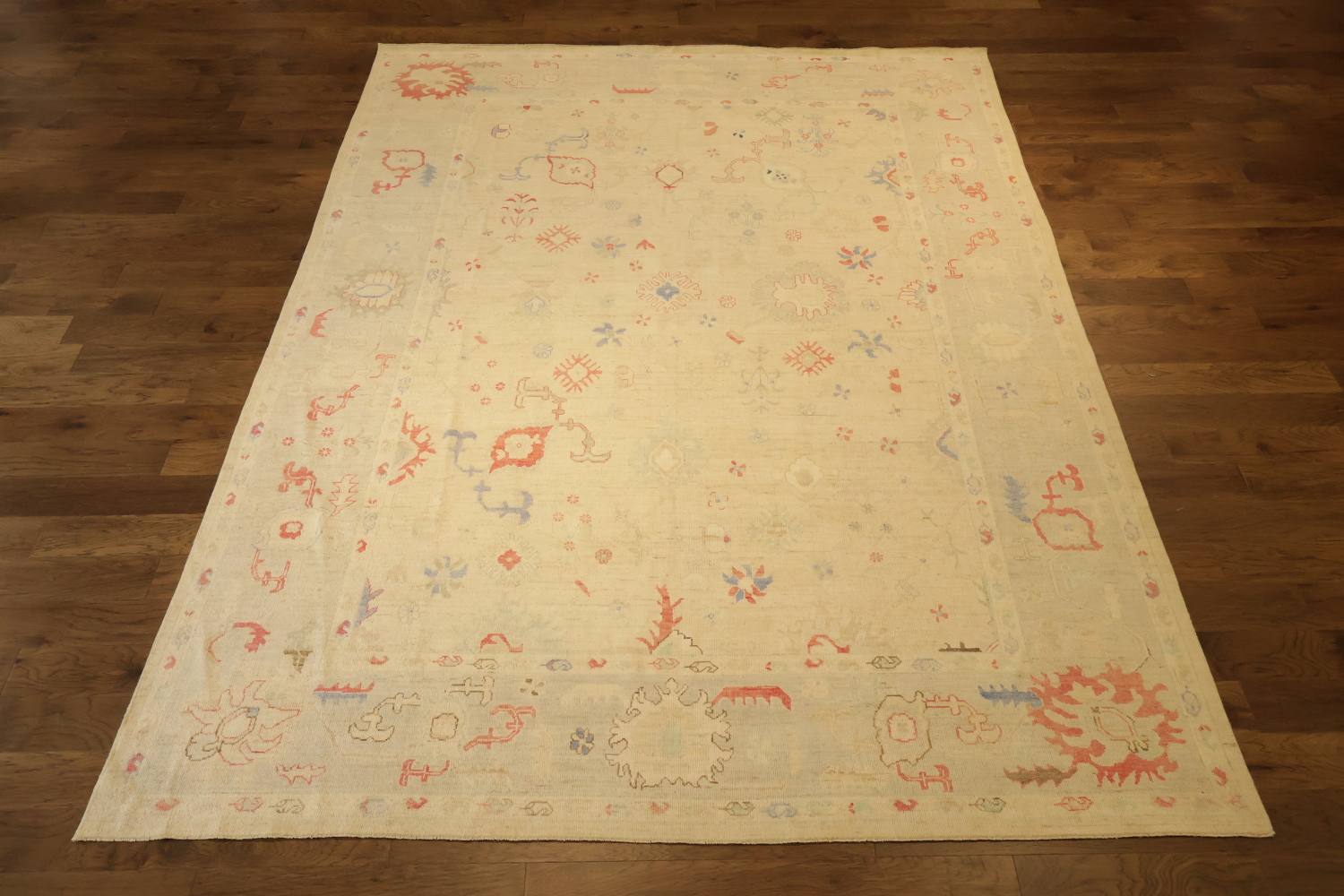 Vegetables Dye Wool Floral Oushak Turkish Large Rug 10x14
