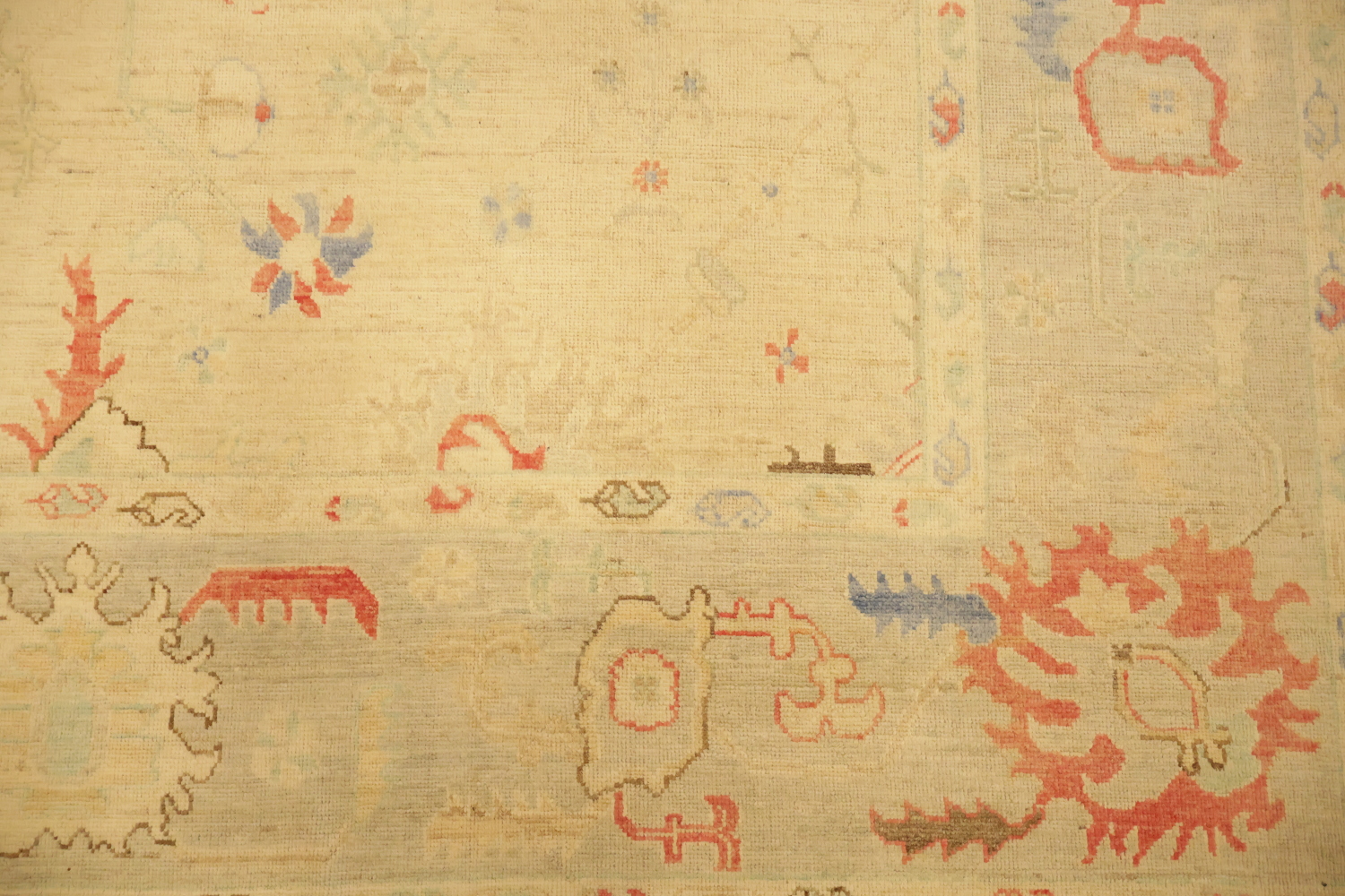Vegetables Dye Wool Floral Oushak Turkish Large Rug 10x14