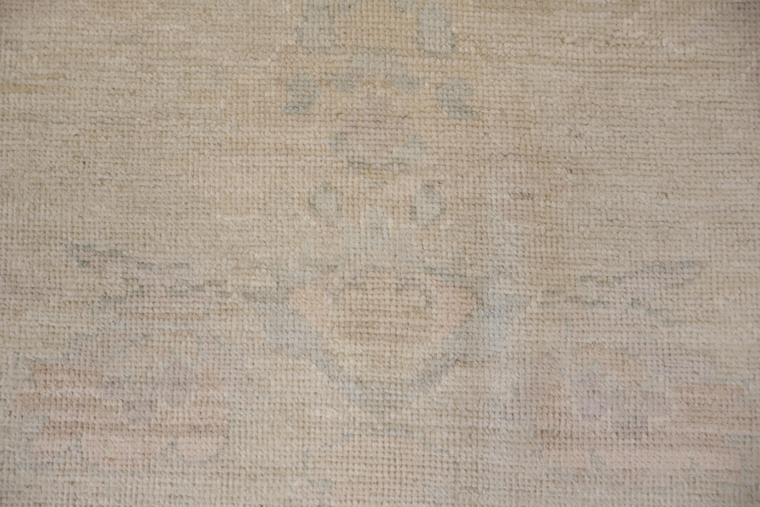 Vegetables Dye Beige and Blue Oushak Wool Rug Perfect for Minimalist Spaces 9x12