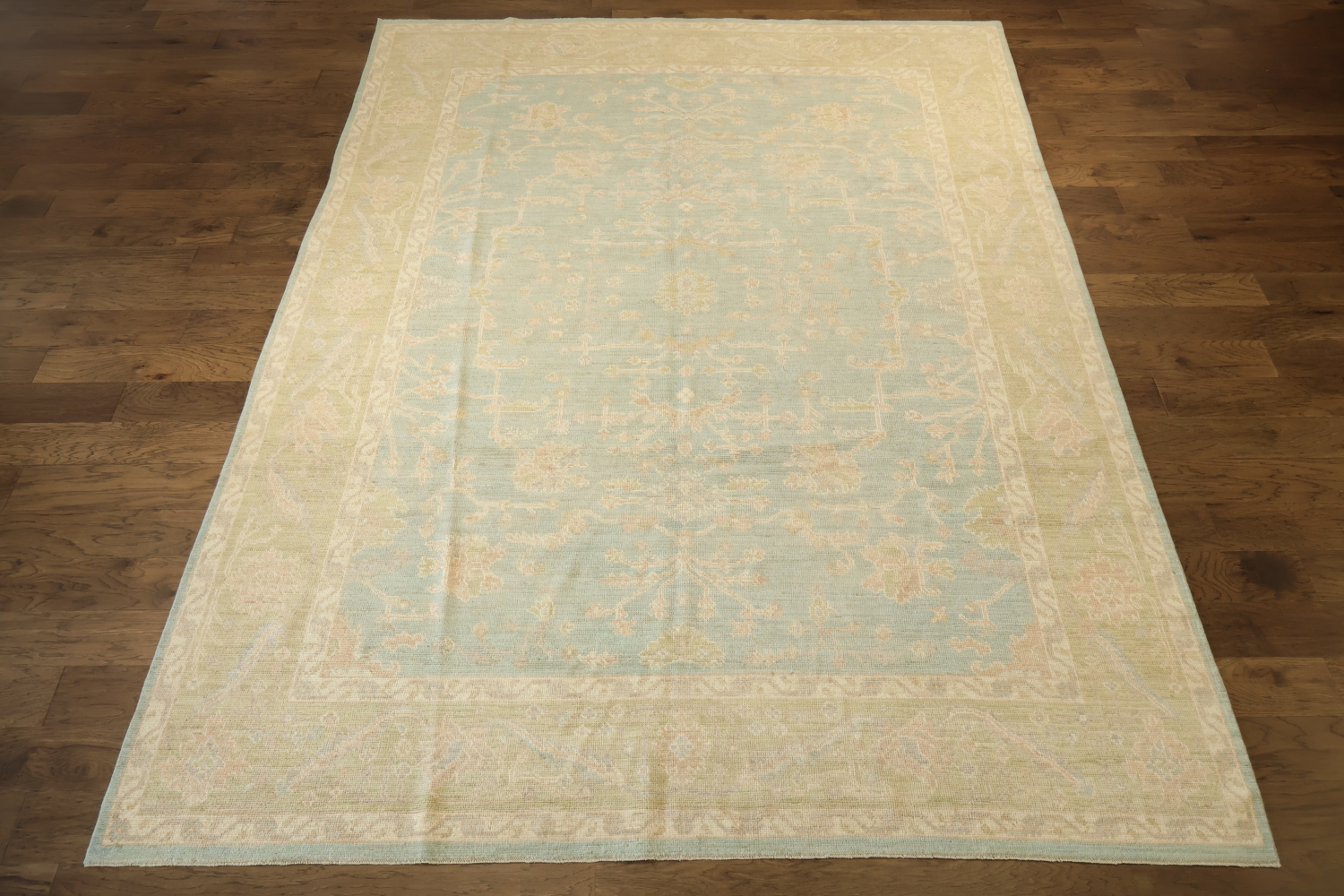All Over Floral Muted Wool Oriental Oushak Turkish Area Rug 9x12