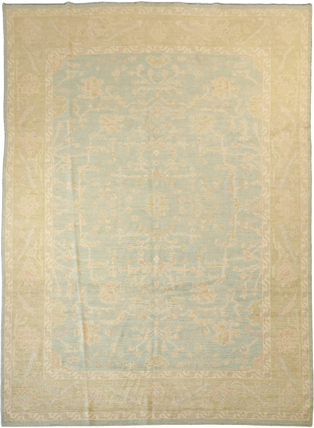 All Over Floral Muted Wool Oriental Oushak Turkish Area Rug 9x12