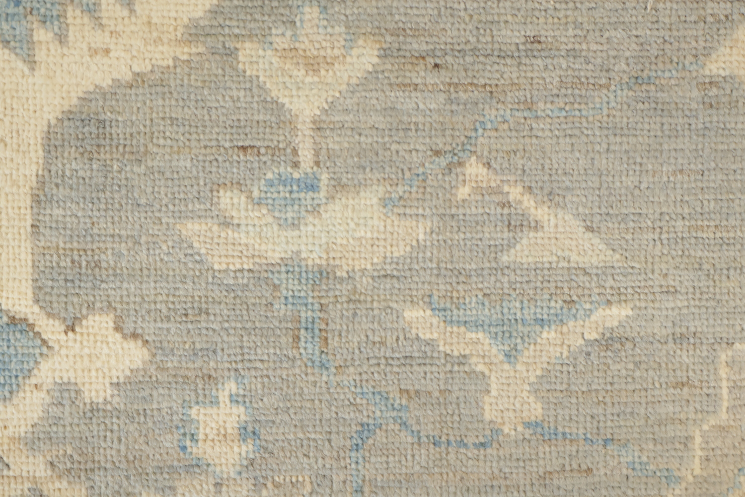 Palace Size Muted Blue Geometric Oushak Turkish Large Wool Rug 12x15