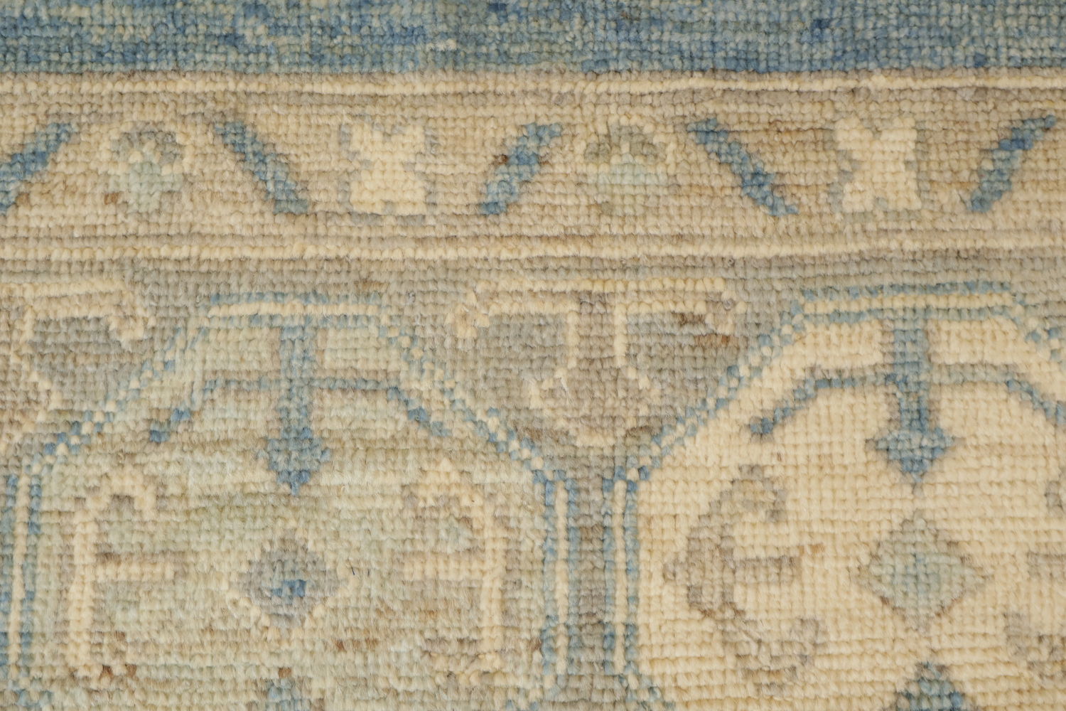 Palace Size Muted Blue Geometric Oushak Turkish Large Wool Rug 12x15