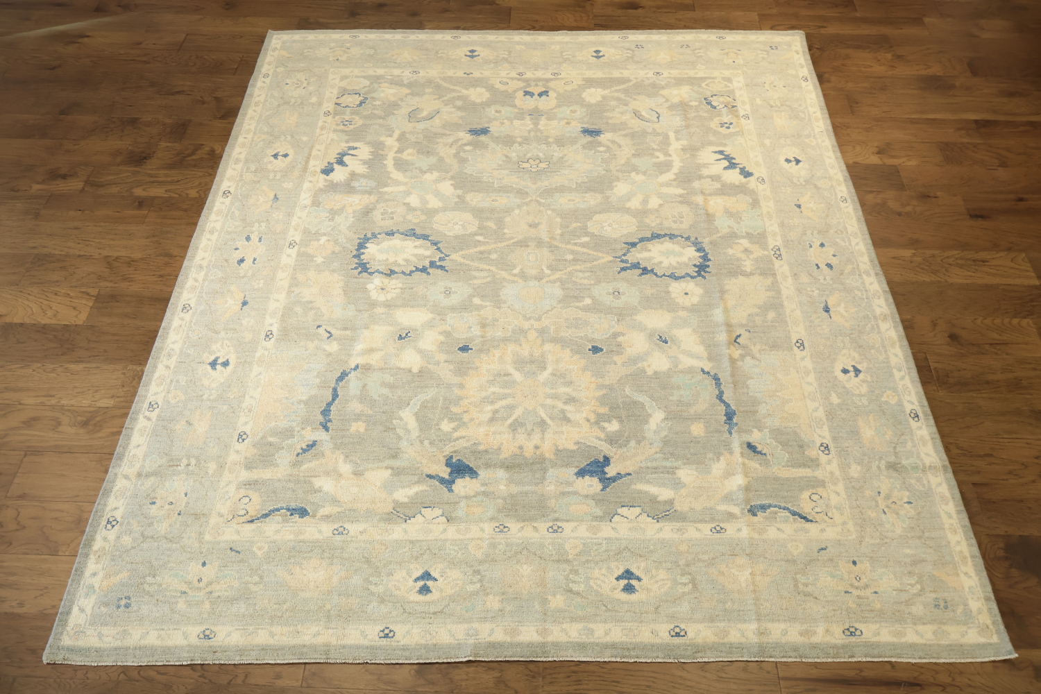 Muted Grey Vegetable Dye Wool Oriental Oushak Turkish Area Rug 8x10