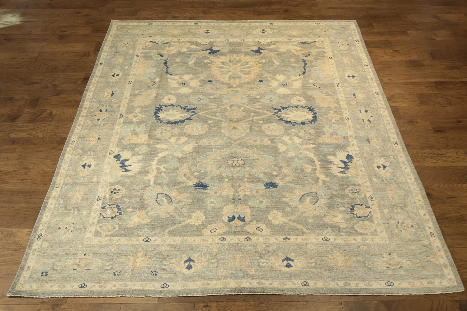 Muted Grey Vegetable Dye Wool Oriental Oushak Turkish Area Rug 8x10