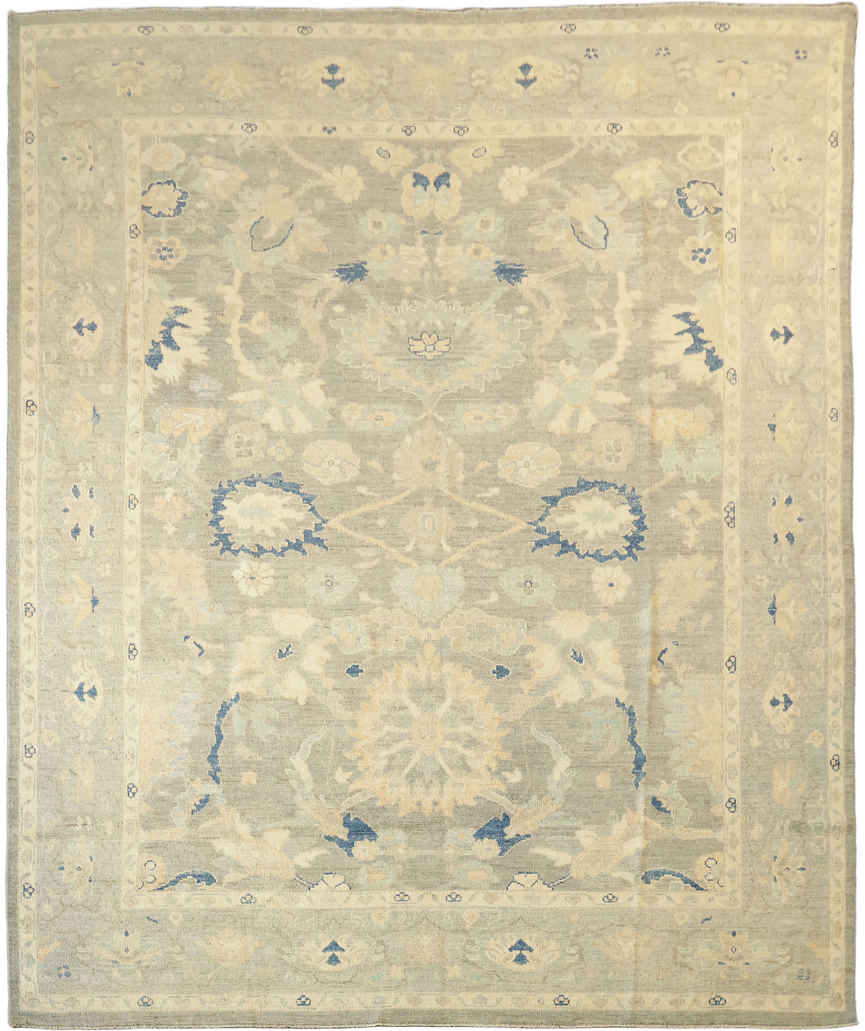 Muted Grey Vegetable Dye Wool Oriental Oushak Turkish Area Rug 8x10
