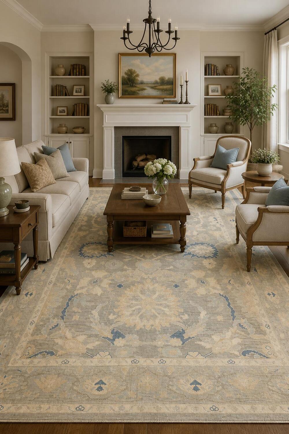 Muted Grey Vegetable Dye Wool Oriental Oushak Turkish Area Rug 8x10