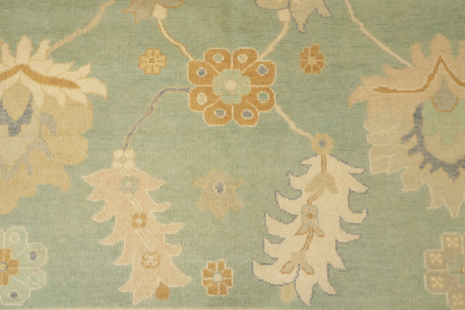 Muted Green Wool Oushak Turkish Oriental Large Rug 10x14