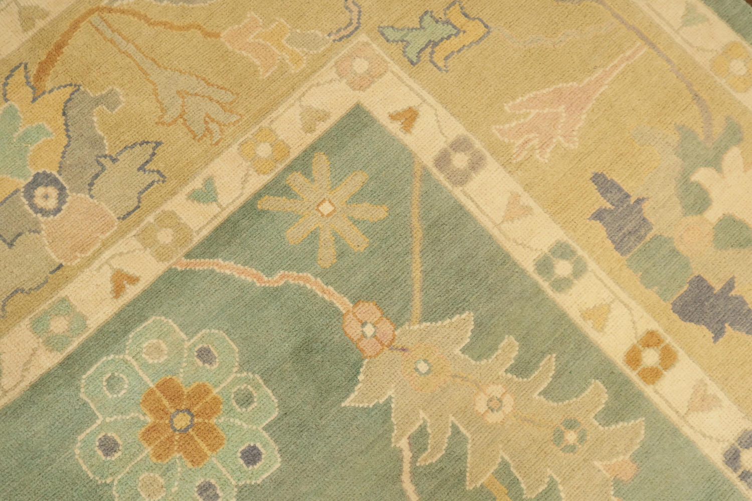 Muted Green Wool Oushak Turkish Oriental Large Rug 10x14