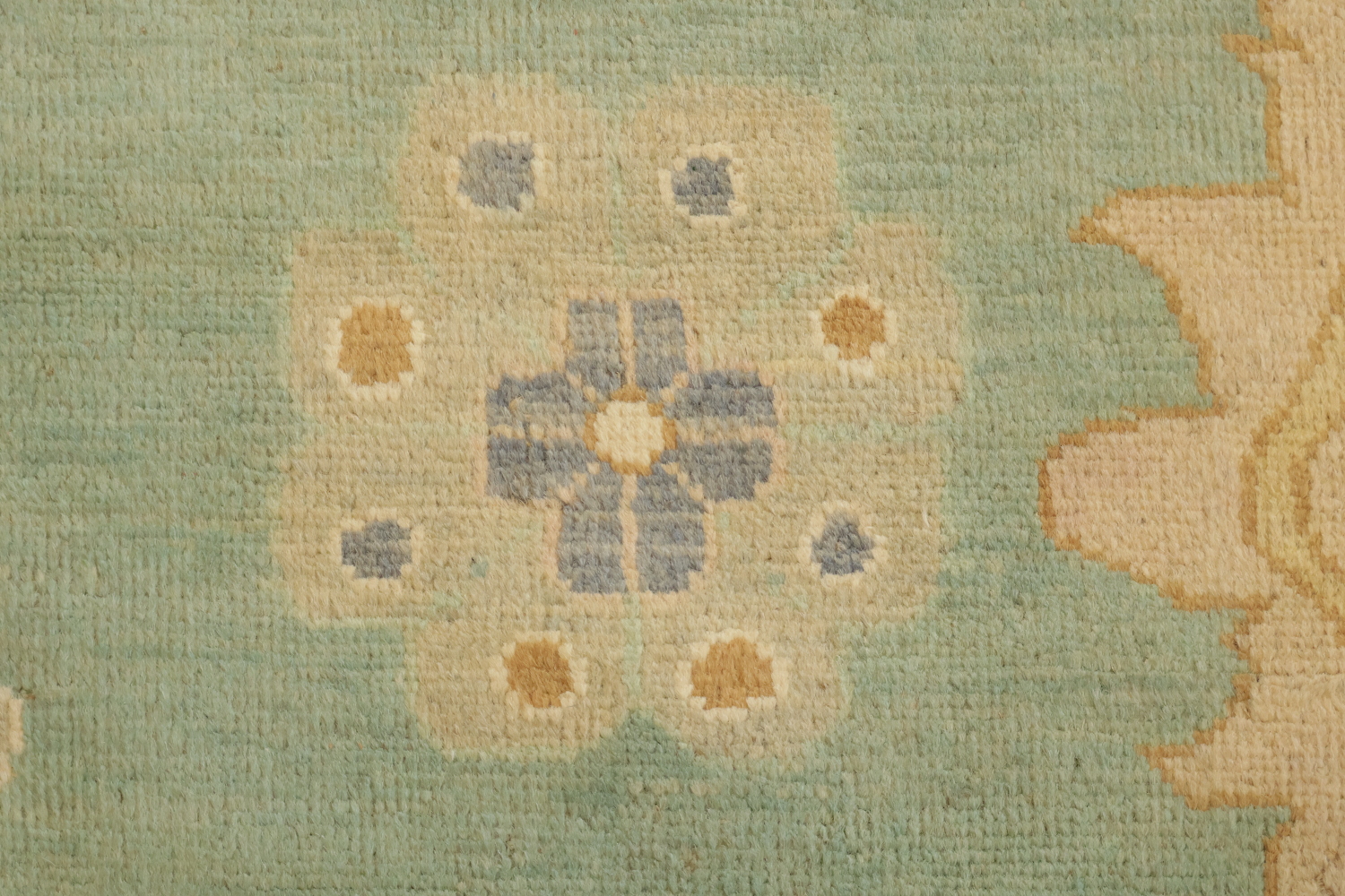 Muted Green Wool Oushak Turkish Oriental Large Rug 10x14