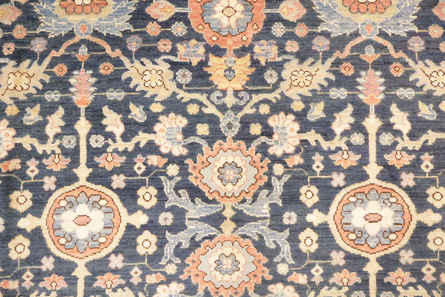 Blue Vegetable Dye Wool Oushak Turkish Area Rug 9x12