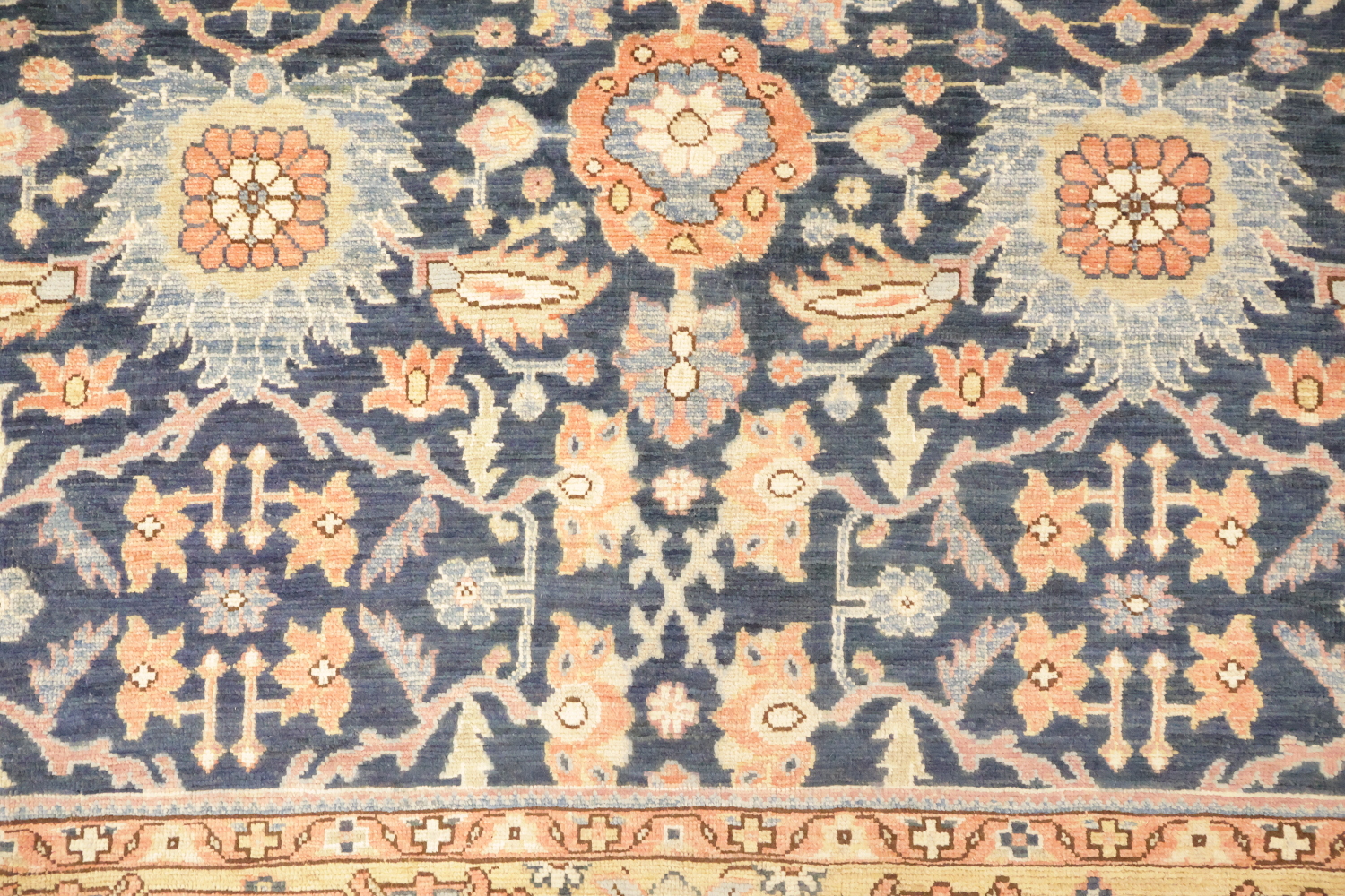 Blue Vegetable Dye Wool Oushak Turkish Area Rug 9x12