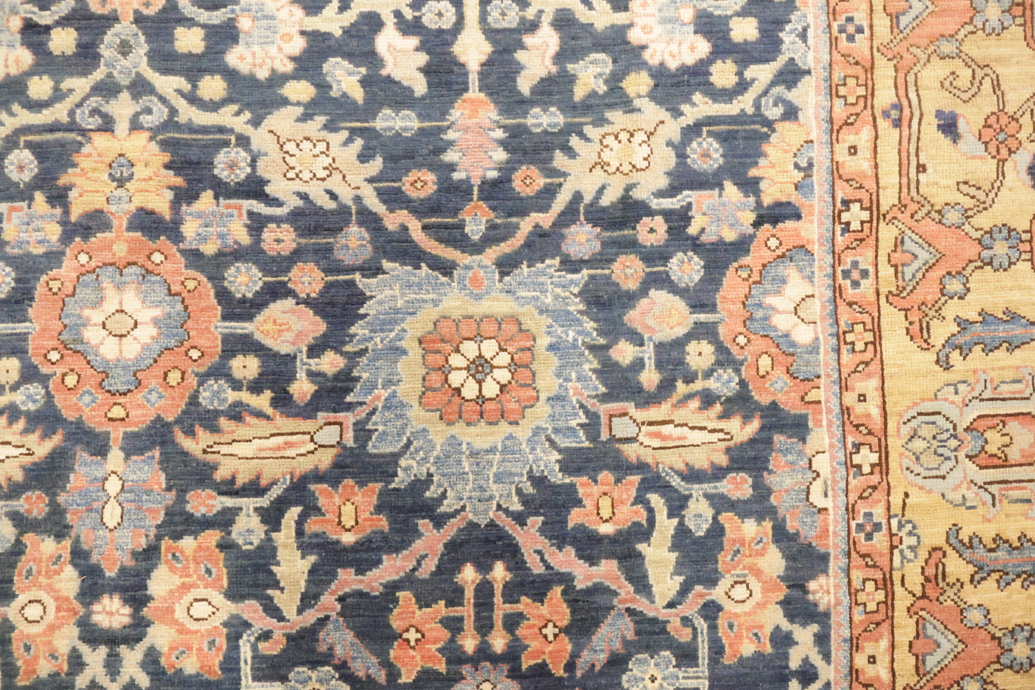 Blue Vegetable Dye Wool Oushak Turkish Area Rug 9x12