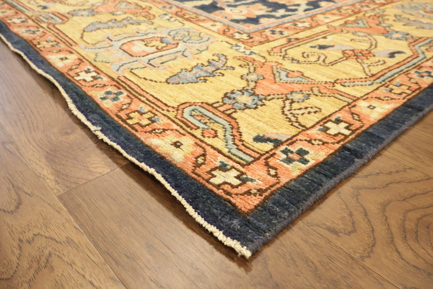 Blue Vegetable Dye Wool Oushak Turkish Area Rug 9x12