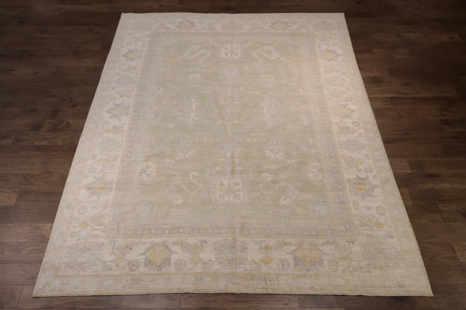 Muted Wool Vegetable Dye Oushak Turkish Area Rug 9x12
