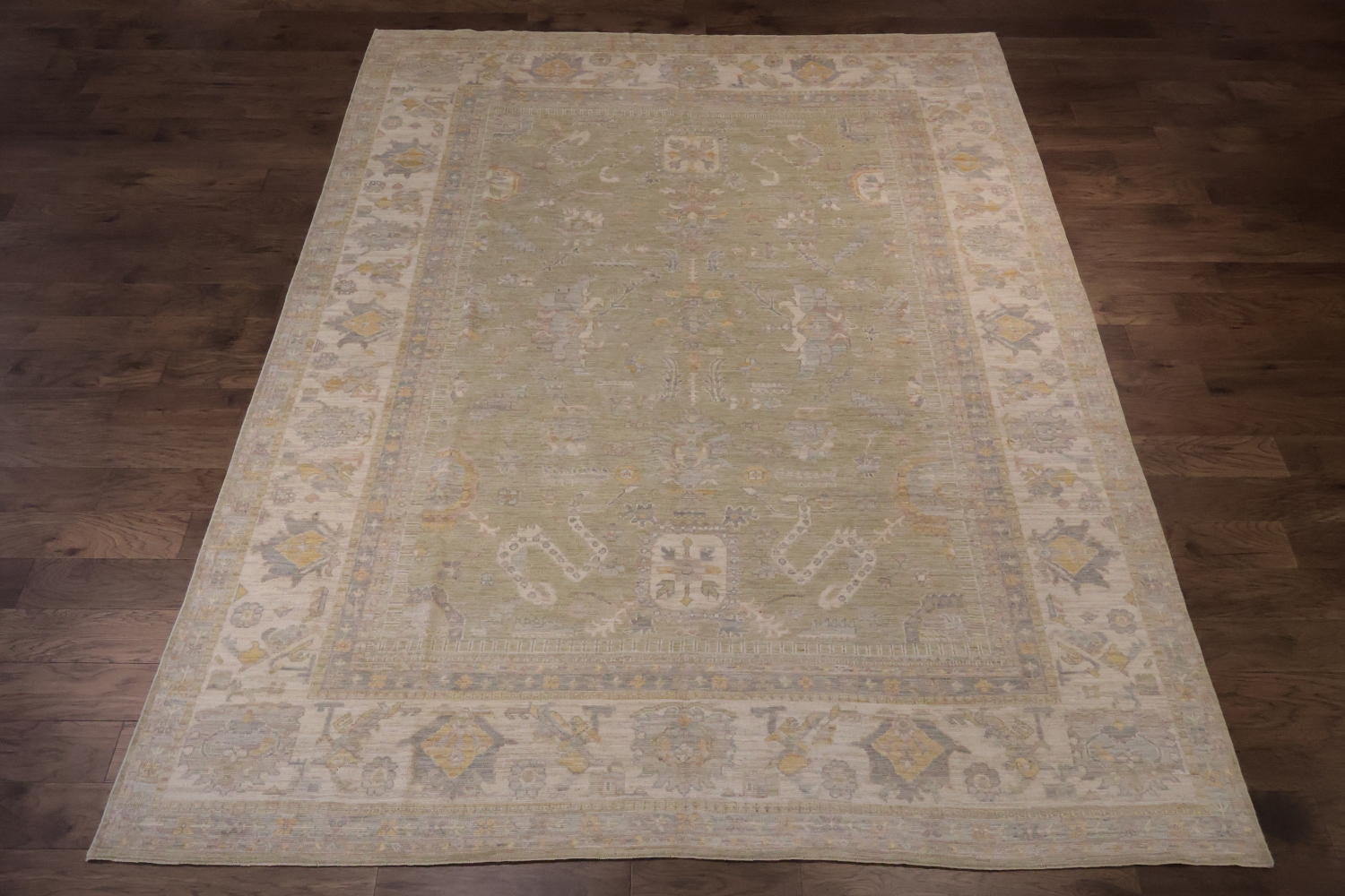 Muted Wool Vegetable Dye Oushak Turkish Area Rug 9x12