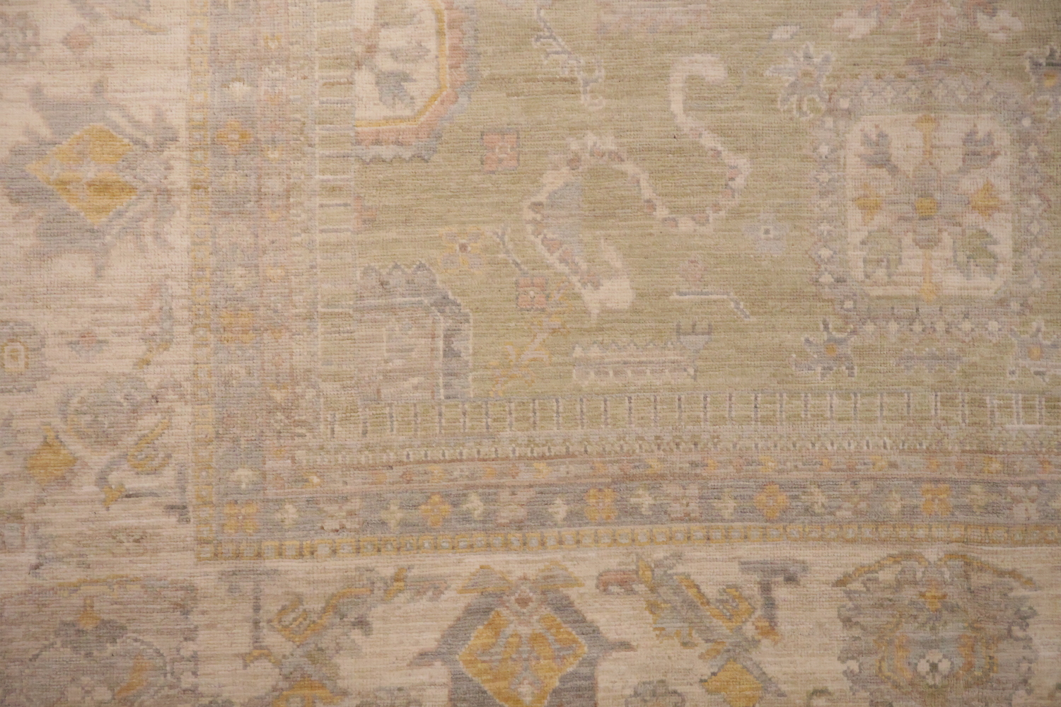 Muted Wool Vegetable Dye Oushak Turkish Area Rug 9x12