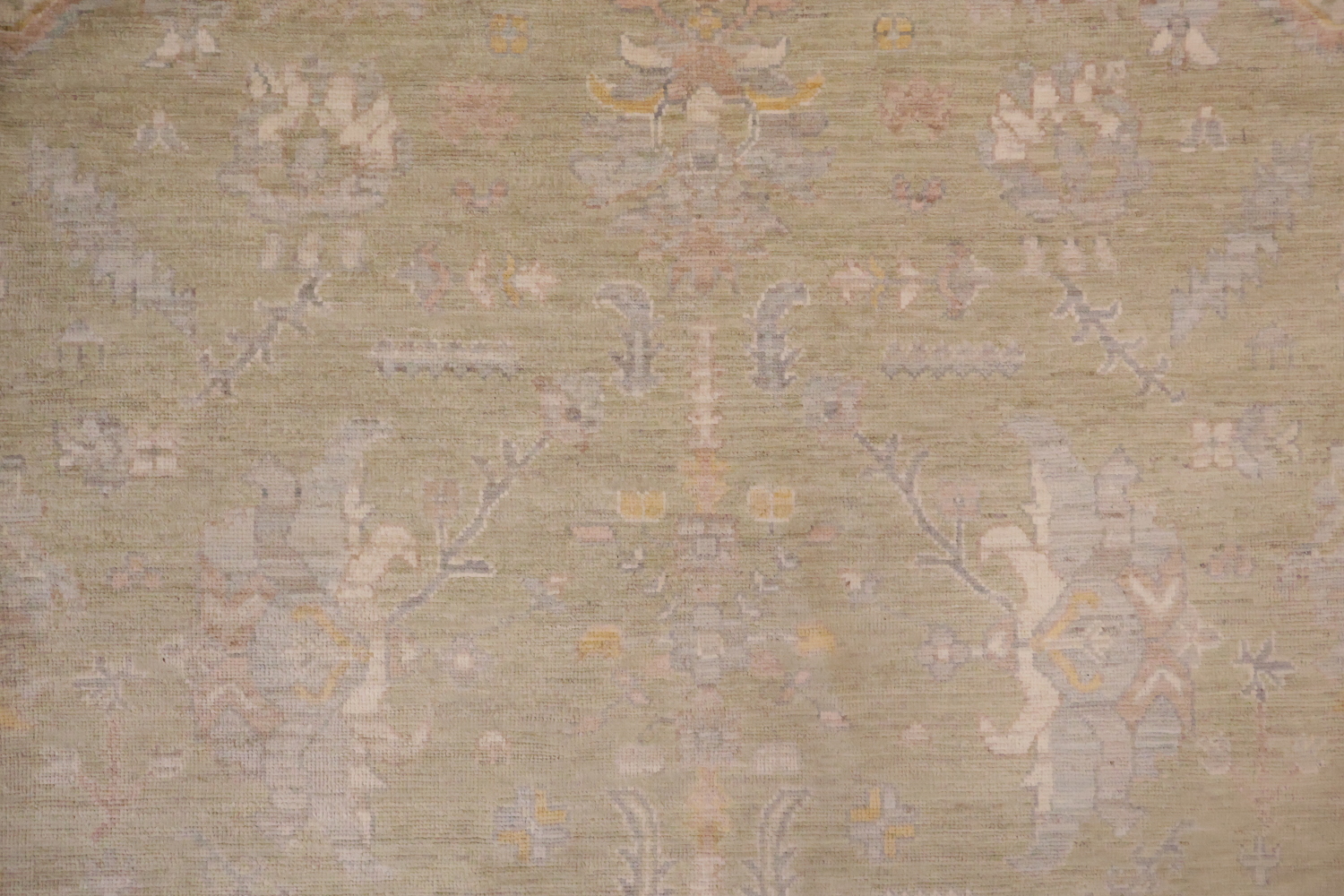 Muted Wool Vegetable Dye Oushak Turkish Area Rug 9x12