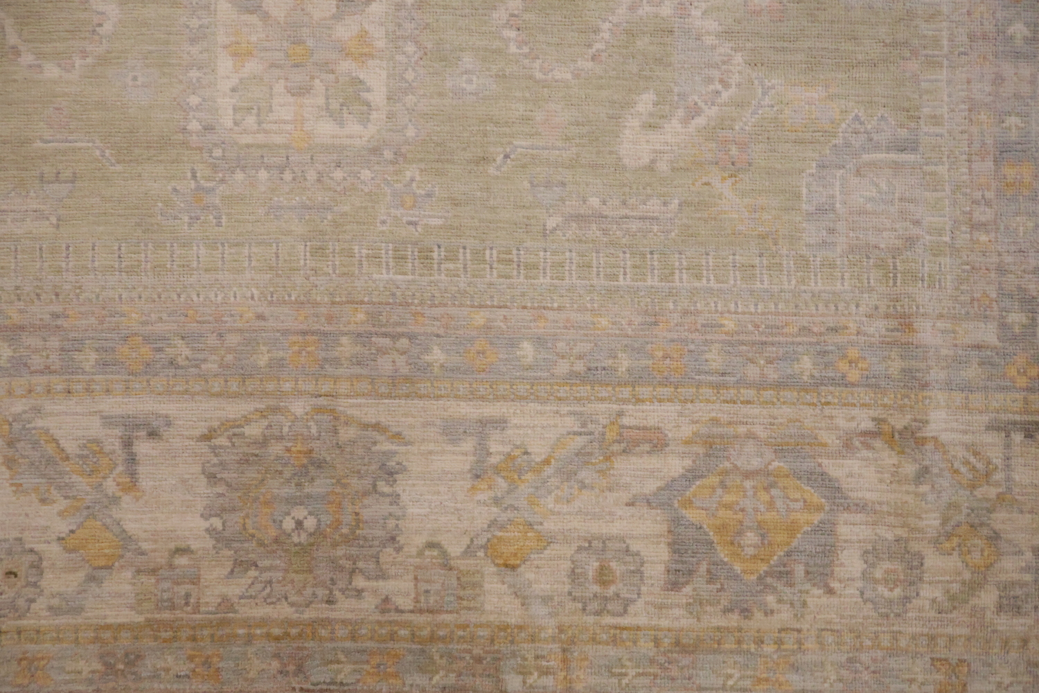 Muted Wool Vegetable Dye Oushak Turkish Area Rug 9x12