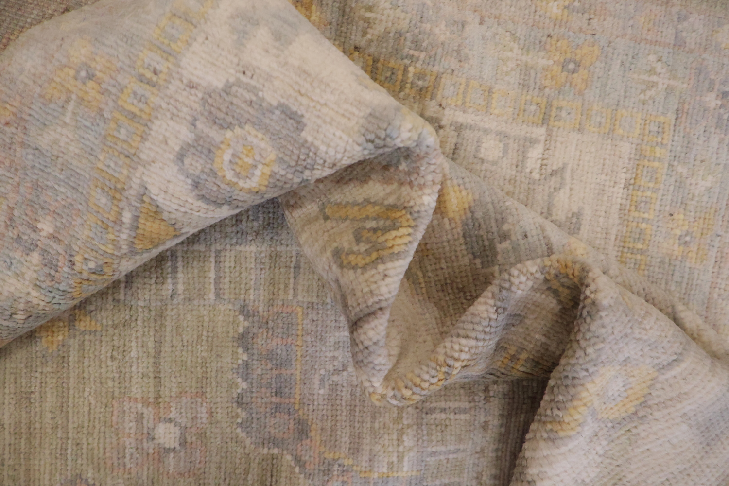 Muted Wool Vegetable Dye Oushak Turkish Area Rug 9x12