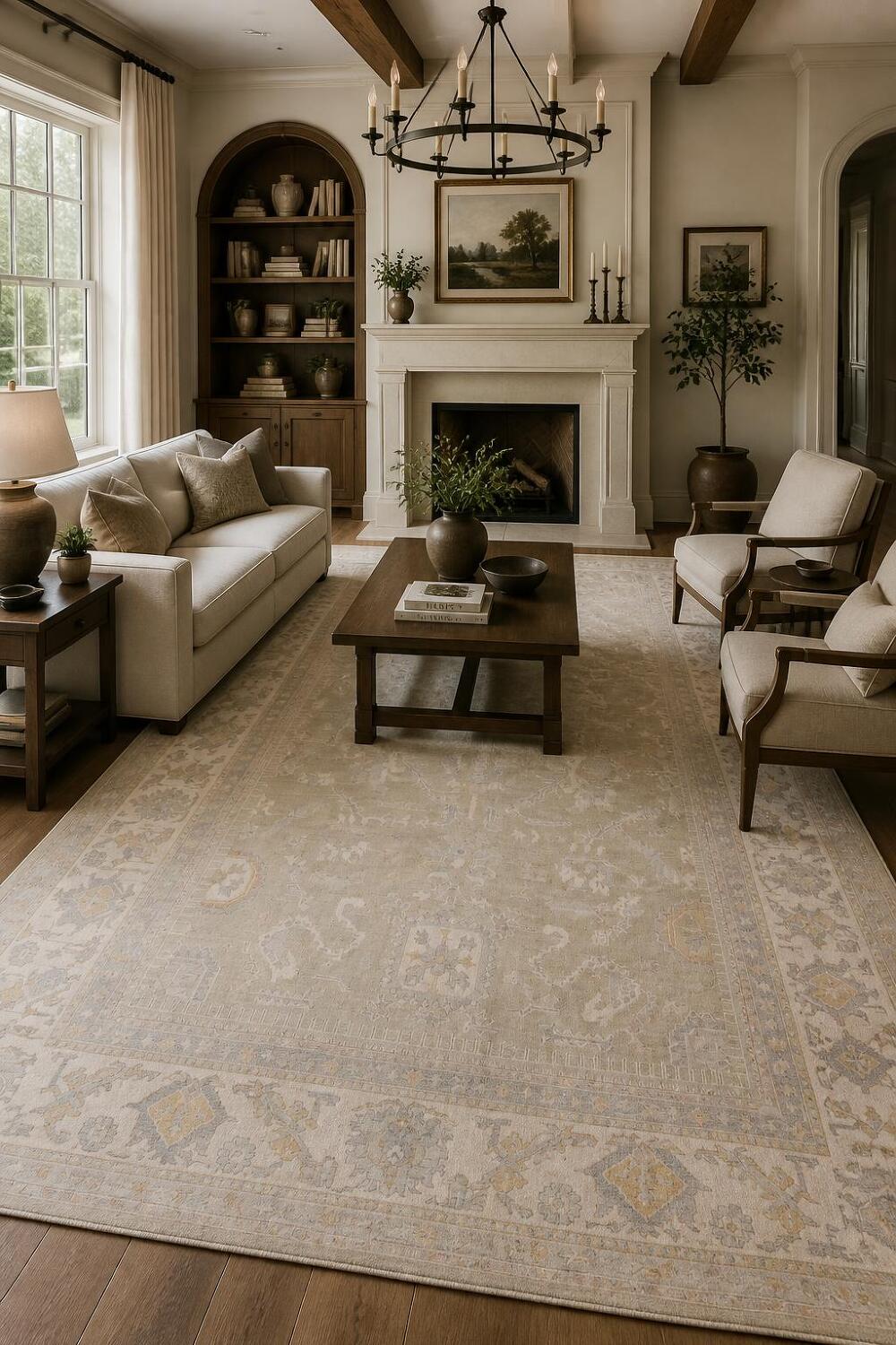 Muted Wool Vegetable Dye Oushak Turkish Area Rug 9x12