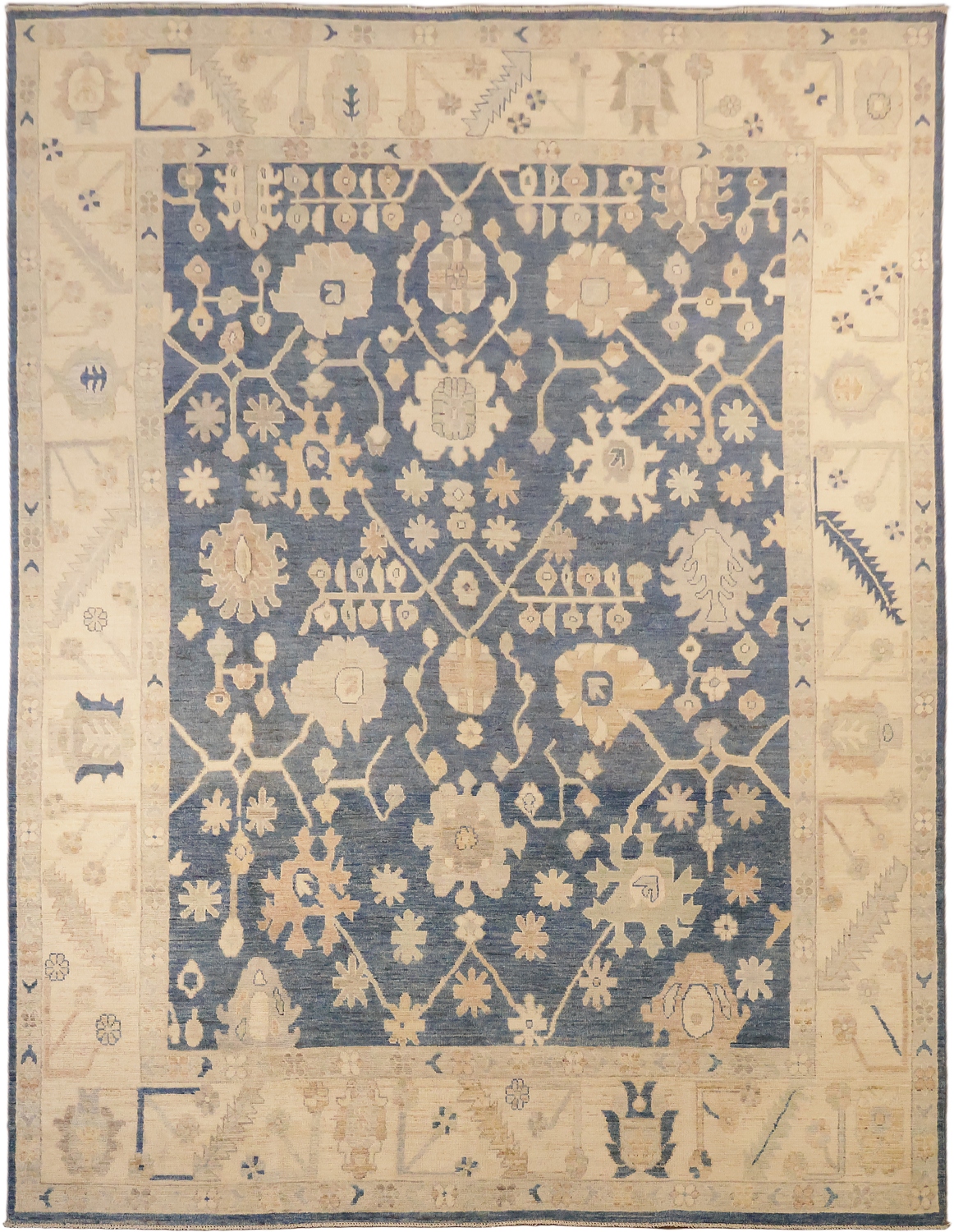 Muted All Over Geometric Oriental Oushak Turkish Area Wool Rug 9x12