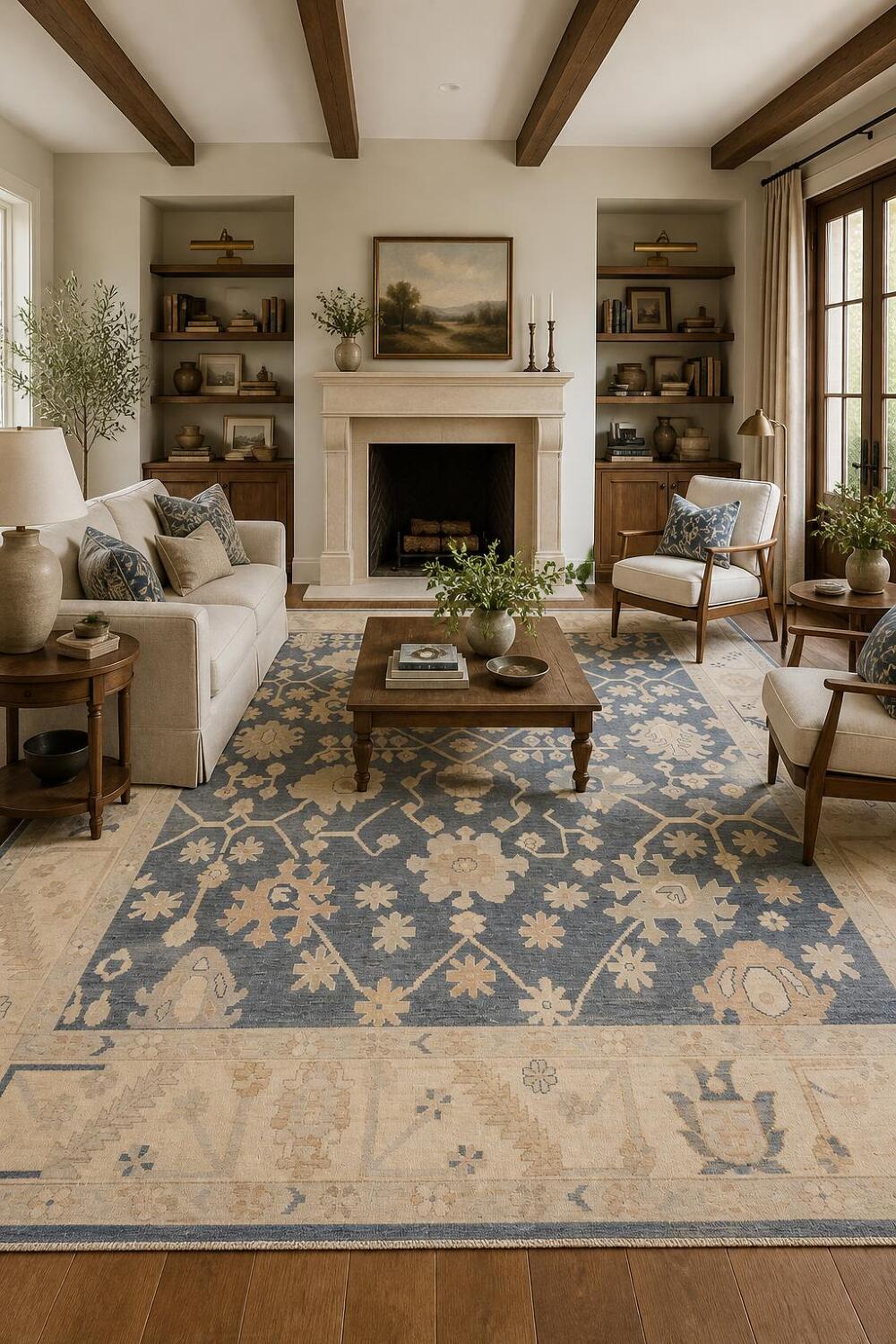Muted All Over Geometric Oriental Oushak Turkish Area Wool Rug 9x12