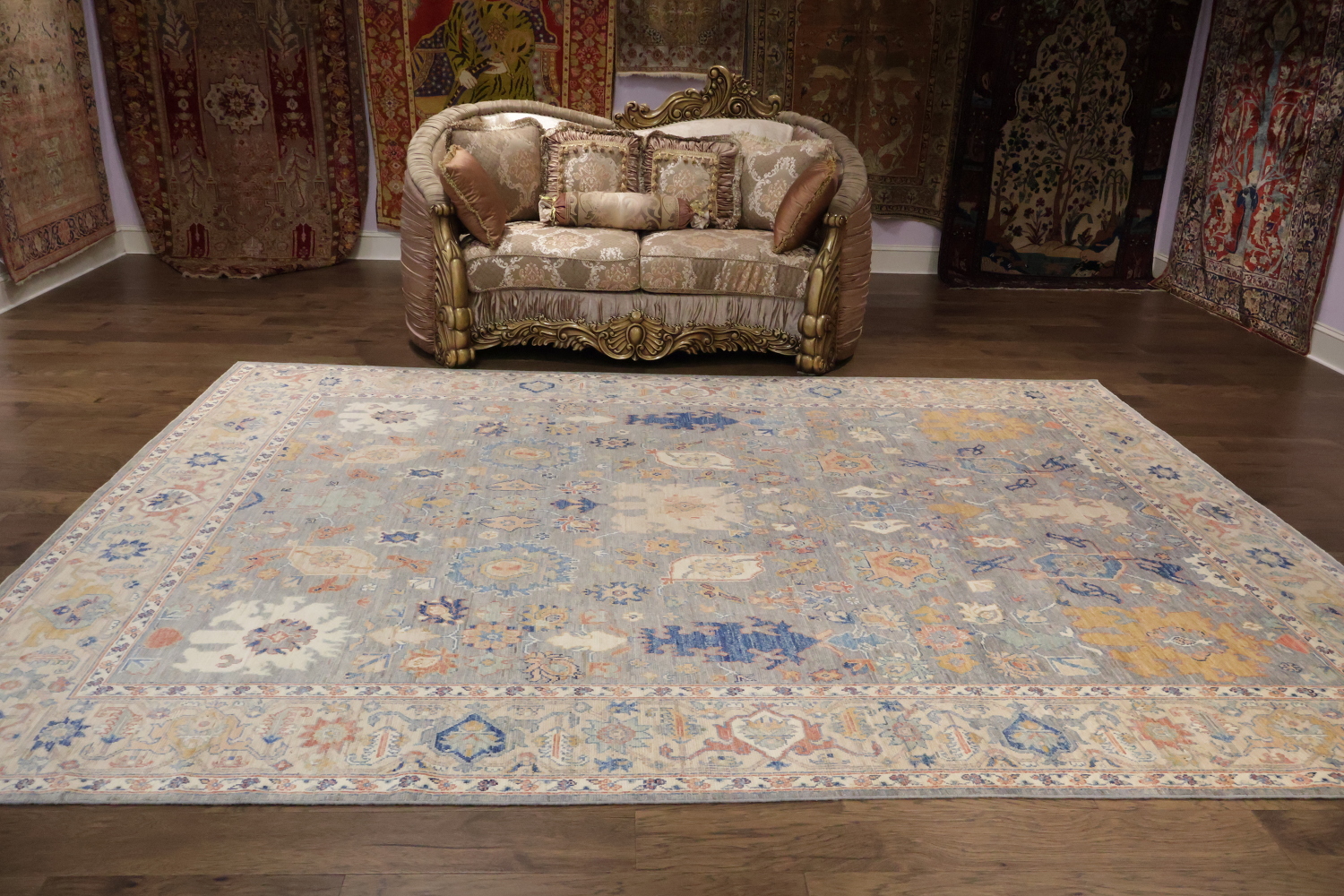 Stunning Vegetable Dye Wool Oushak Turkish Area Rug 9x12
