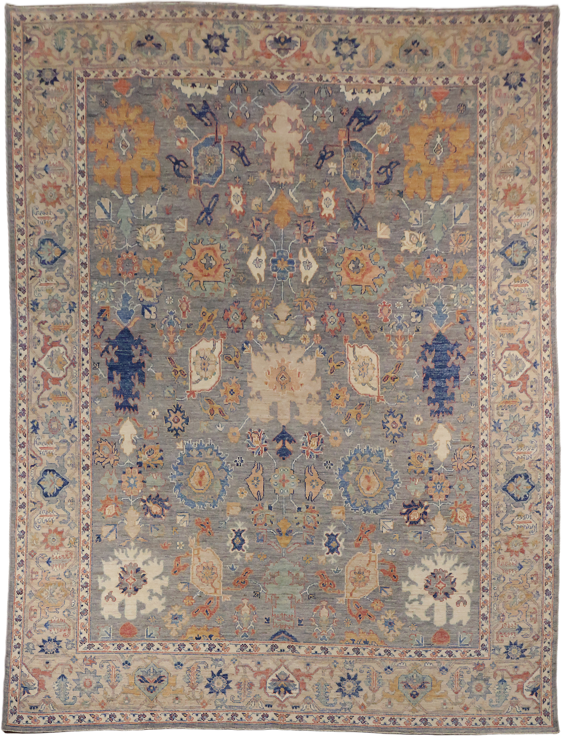Stunning Vegetable Dye Wool Oushak Turkish Area Rug 9x12