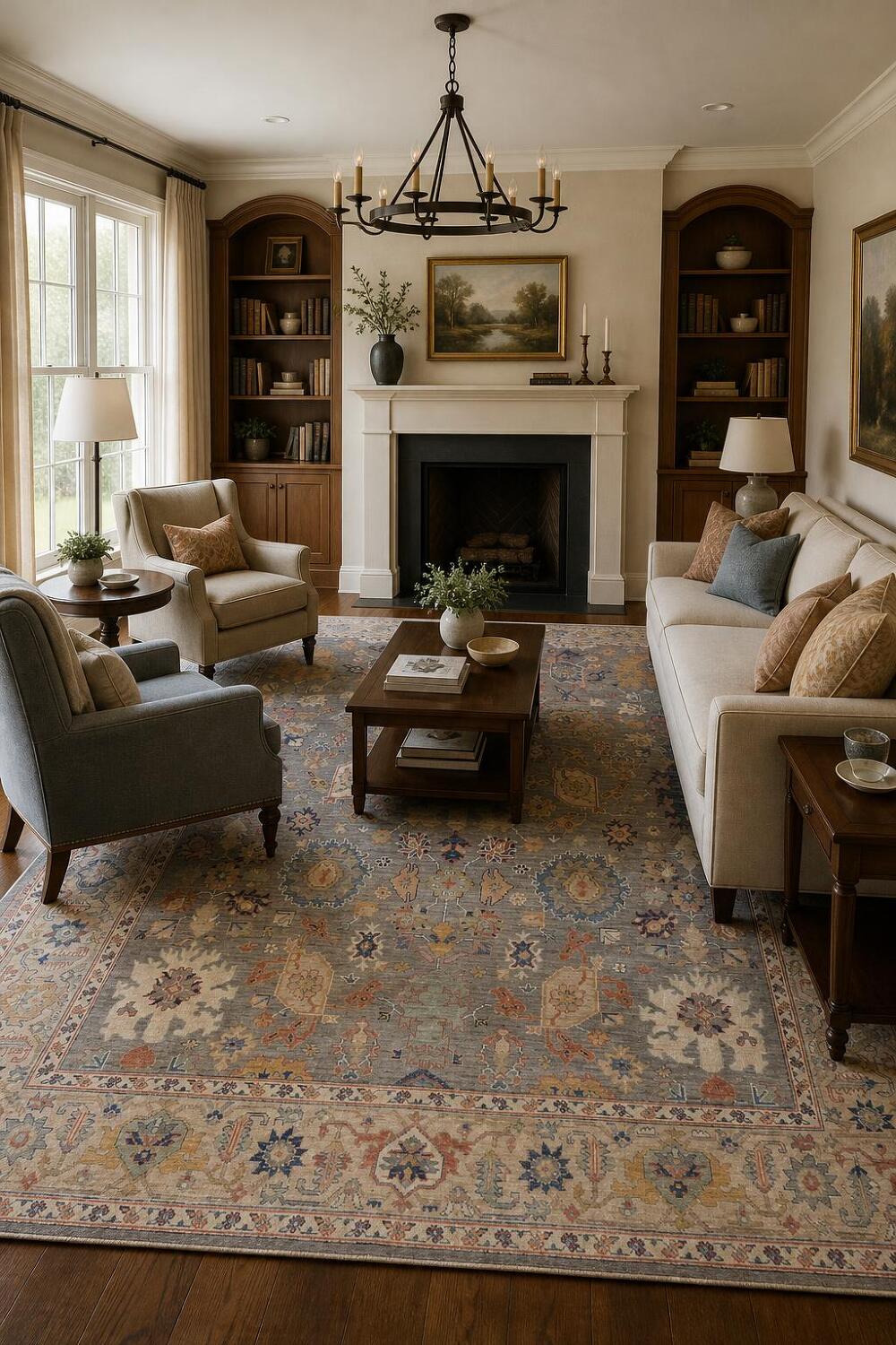 Stunning Vegetable Dye Wool Oushak Turkish Area Rug 9x12