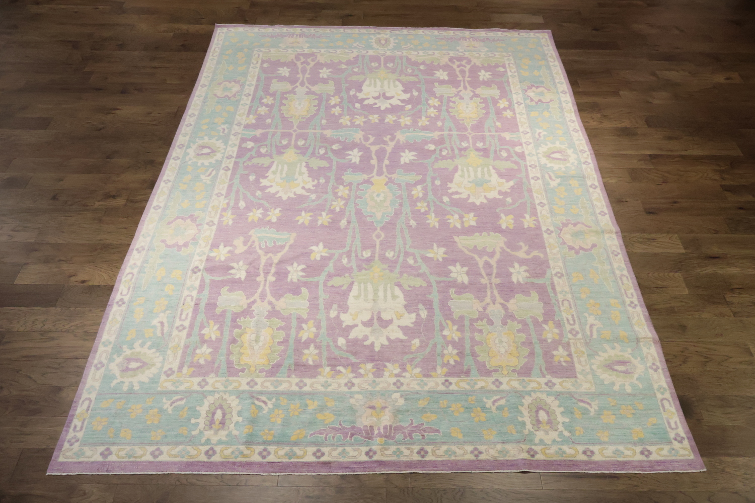 Pink Vegetable Dye Wool Oushak Turkish Large Rug 10x14