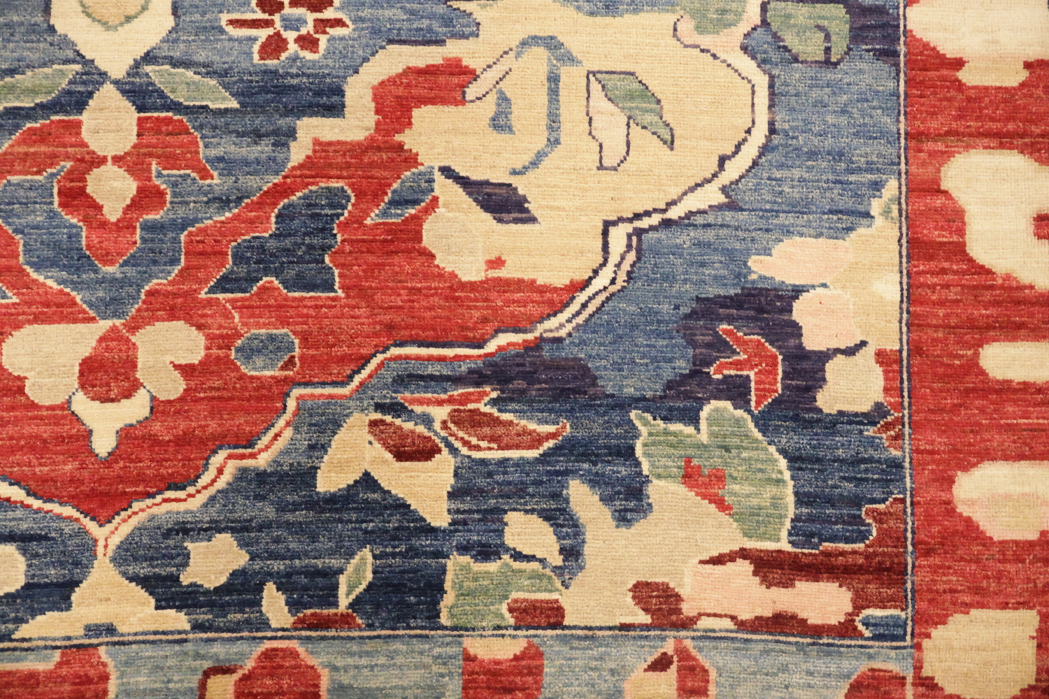 Blue Square Vegetable Dye Wool Oushak Turkish Area Rug 8x8
