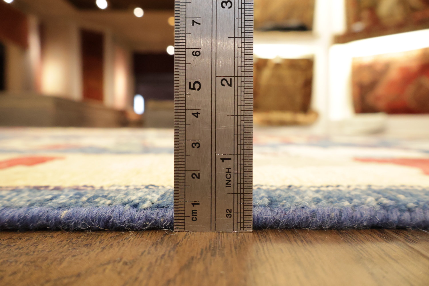 Blue Square Vegetable Dye Wool Oushak Turkish Area Rug 8x8