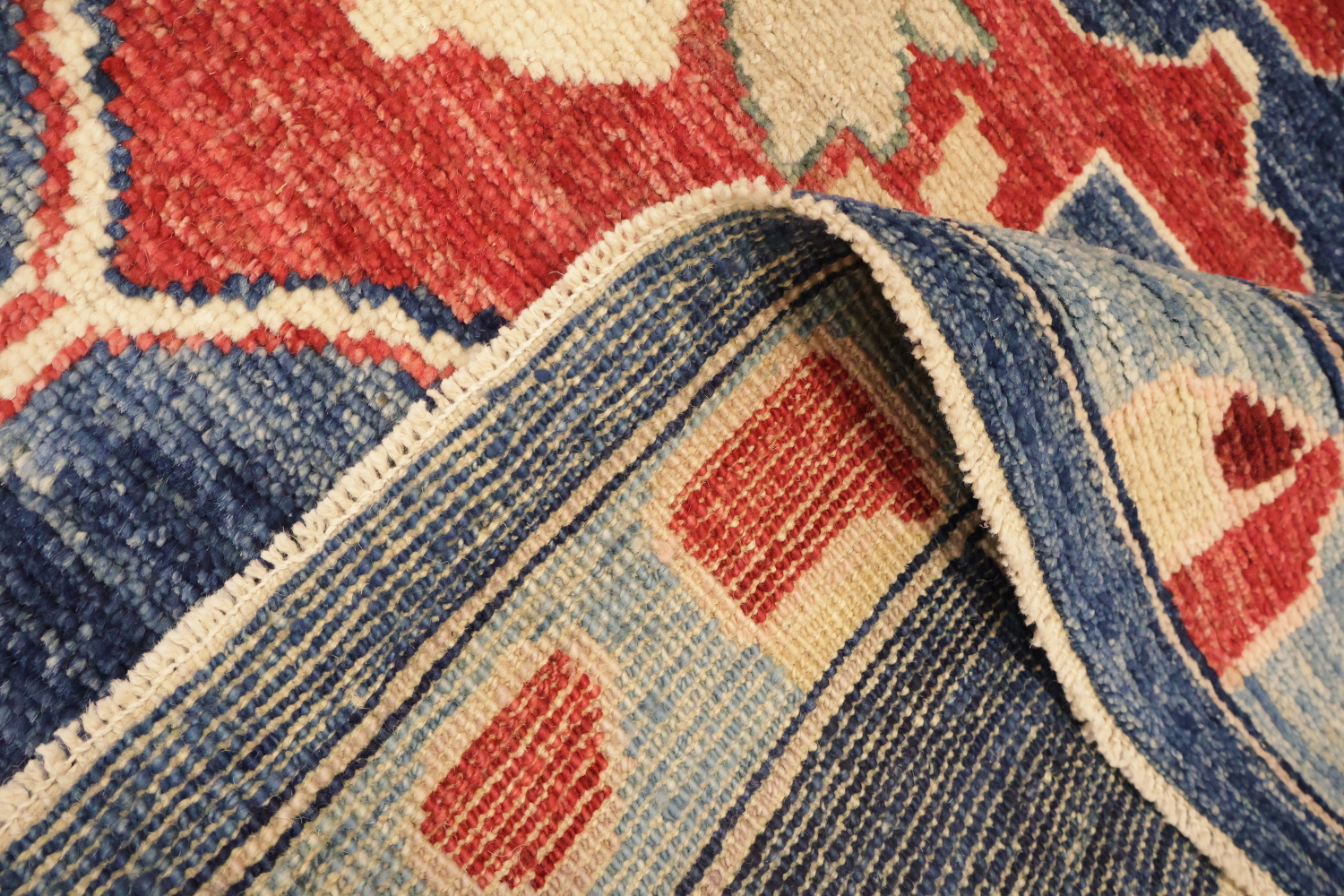 Blue Square Vegetable Dye Wool Oushak Turkish Area Rug 8x8